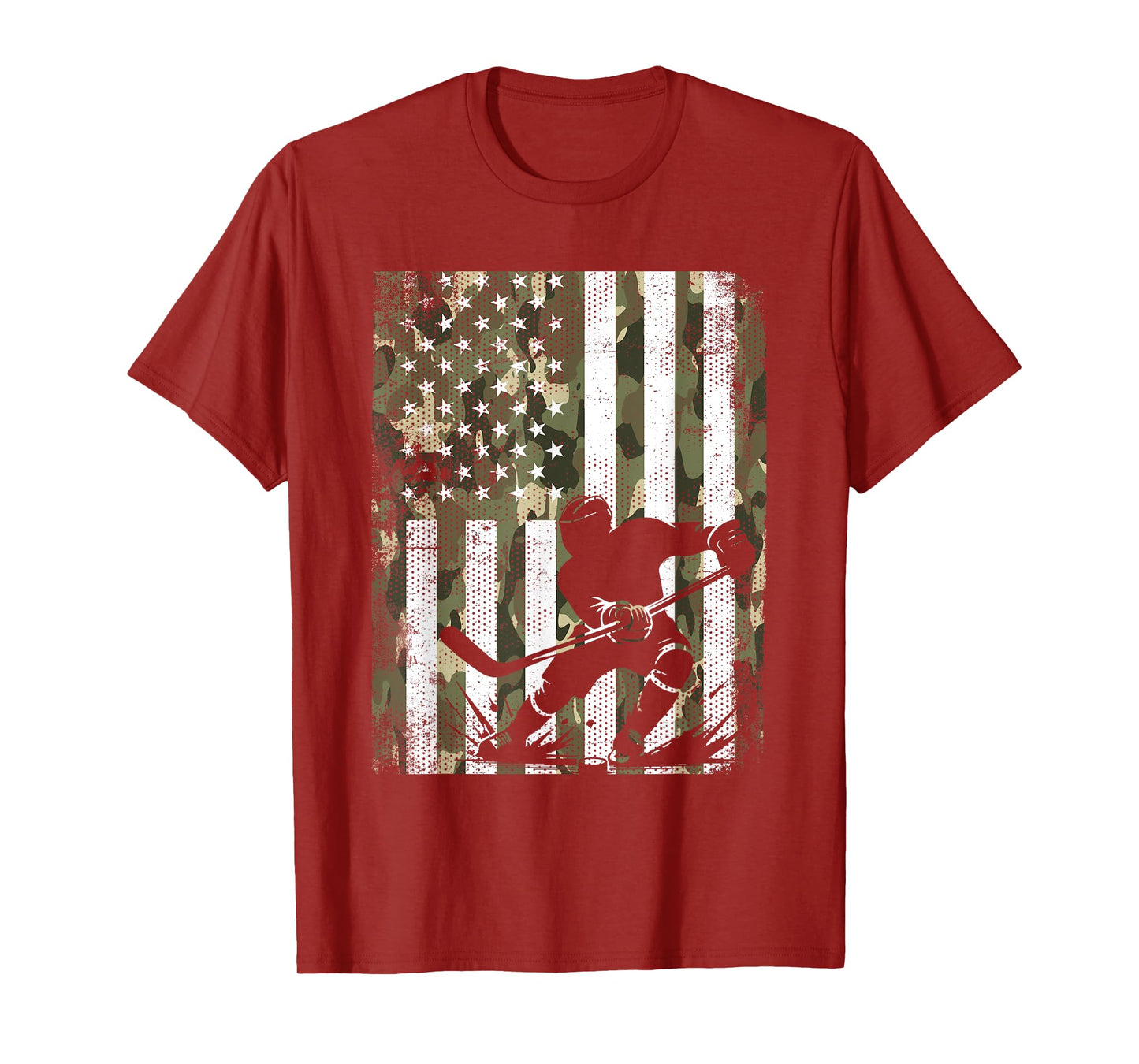 Ice Hockey Camouflage USA Flag Hockey Player Hockey Lover T-Shirt
