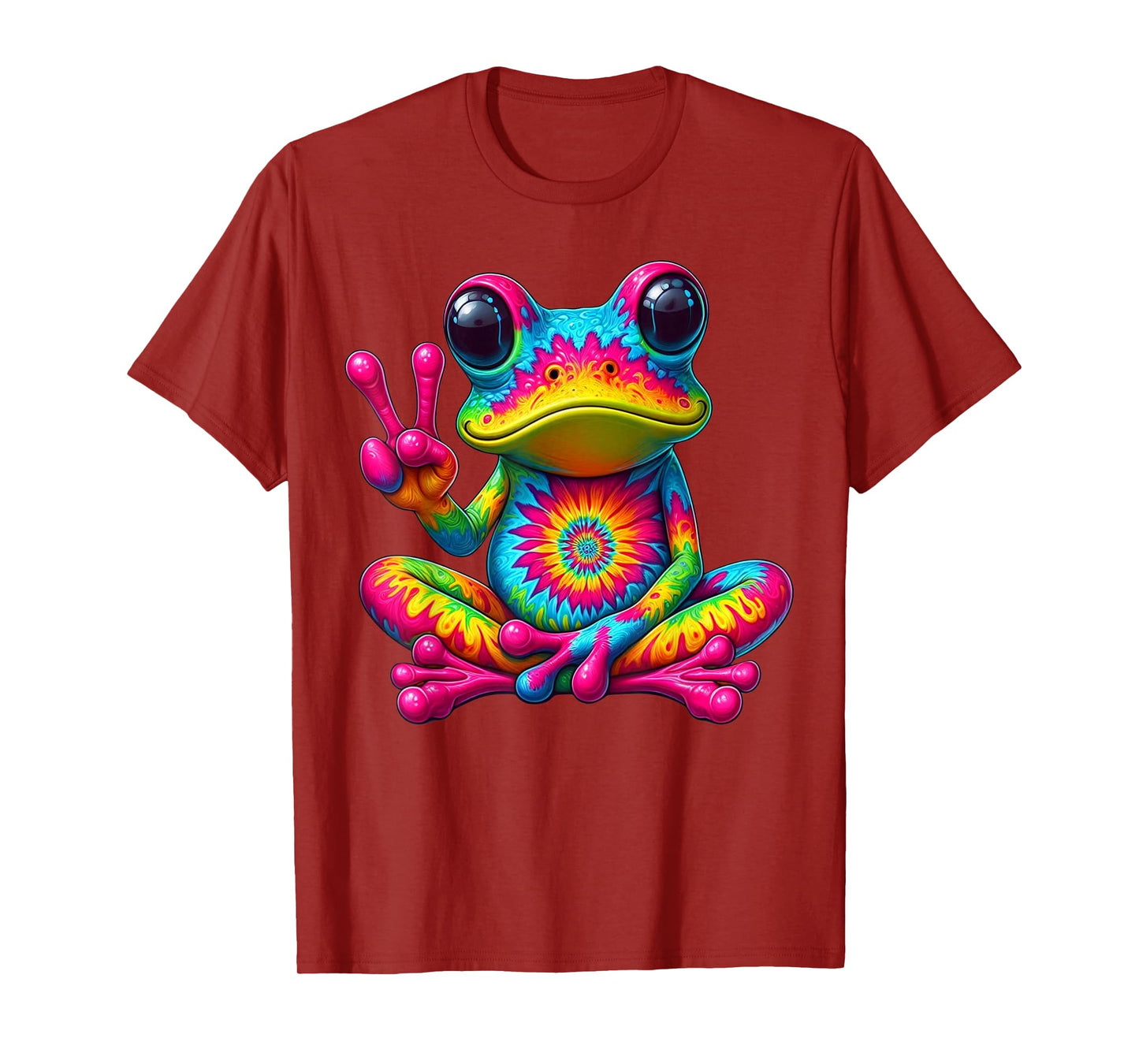 Cute Frog Tie-Dye Frog Peace Sign Hippie T-Shirt