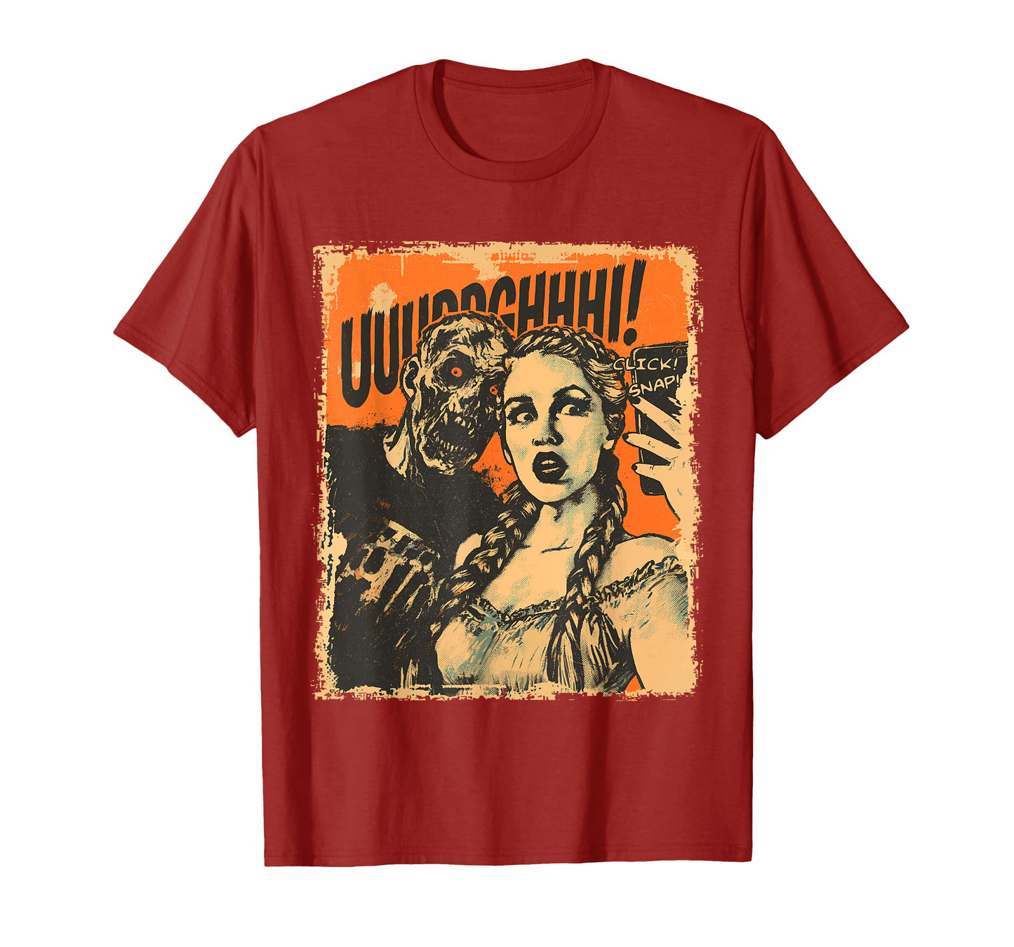 Halloween Zombie Selfie Retro Horror Comic Panel Art T-Shirt