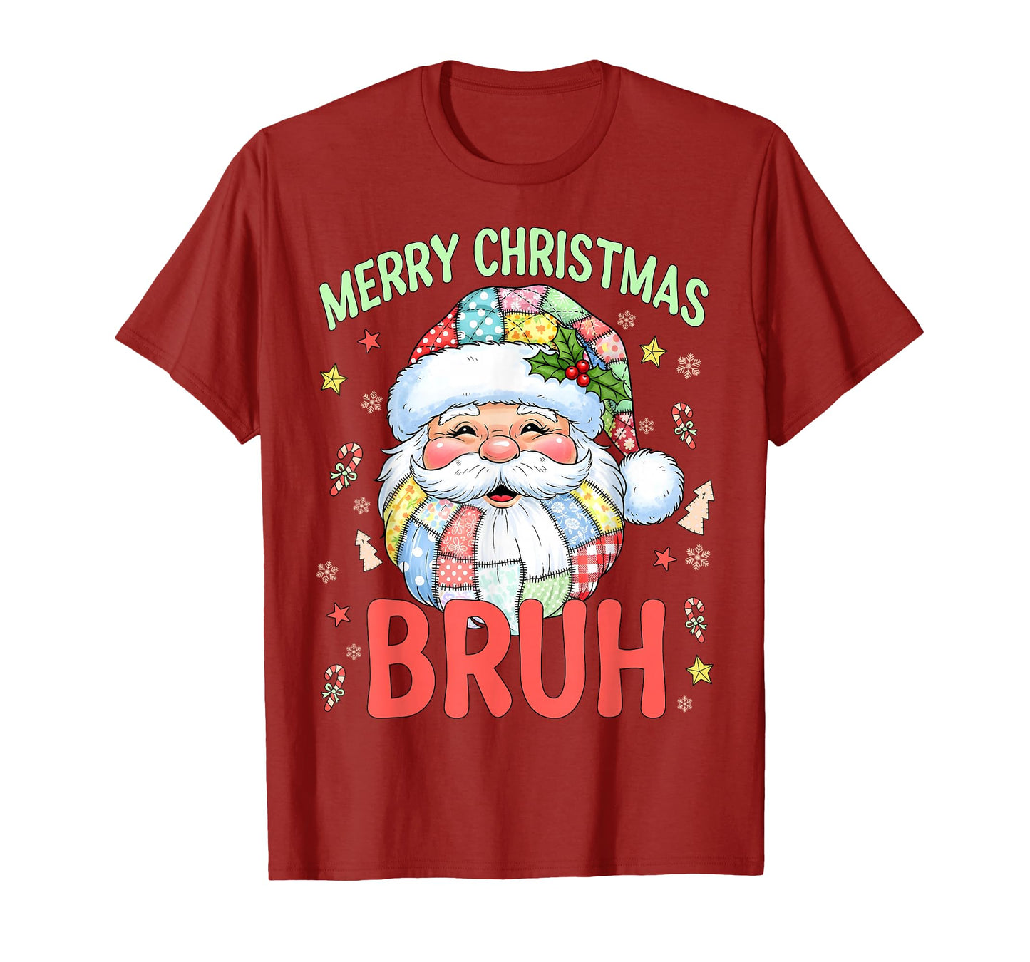 Merry Christmas Bruh Funny Santa Claus Retro Men Women Kids T-Shirt