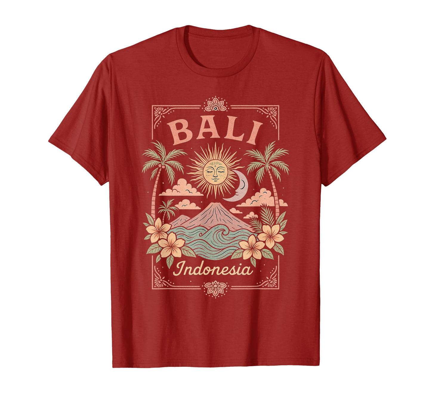 Bali Indonesia Vintage Art Tropical Boho Bali Women T-Shirt