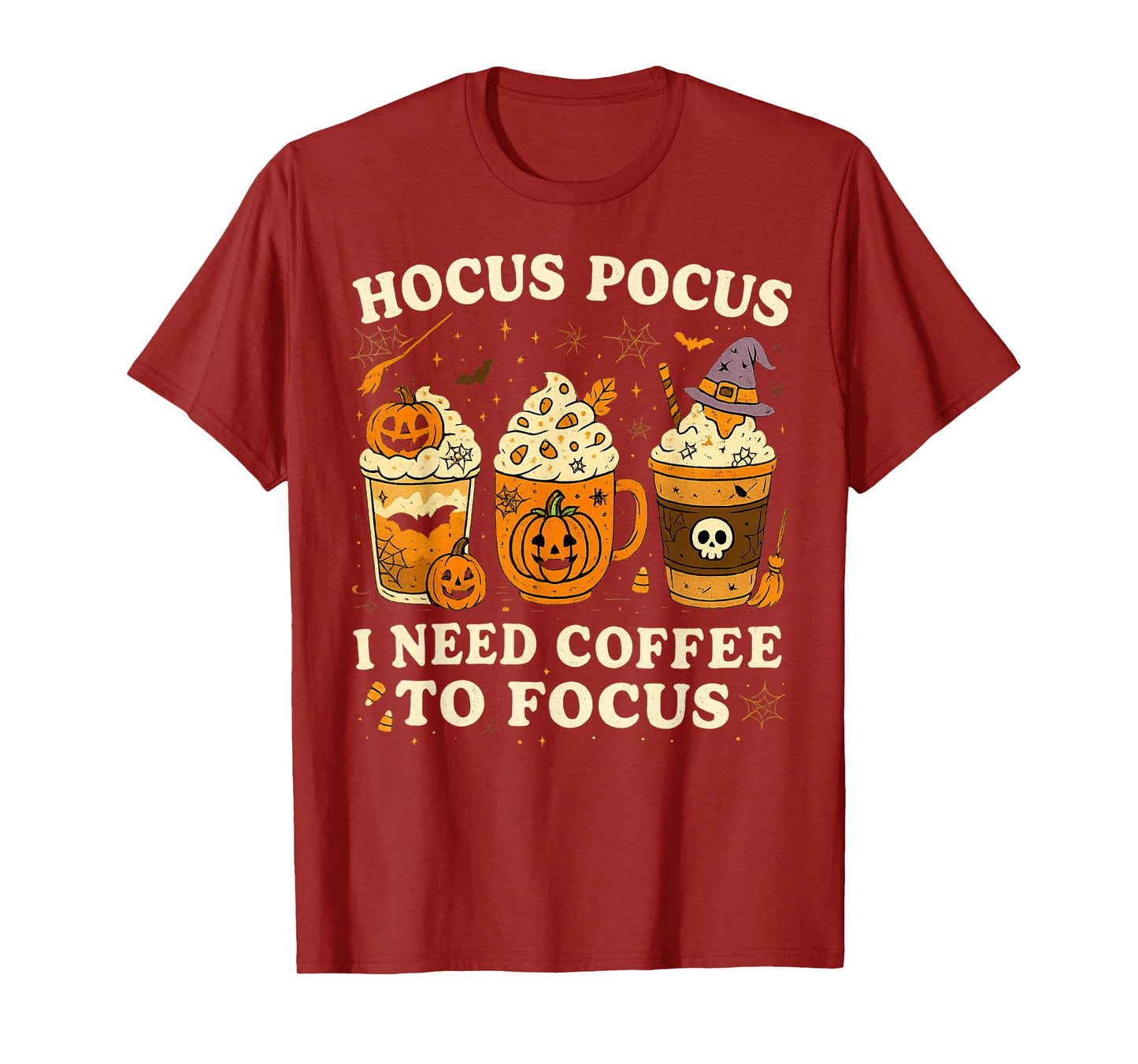 Spooky Halloween Coffee Lover Witch Caffeine Addict Funny T-Shirt