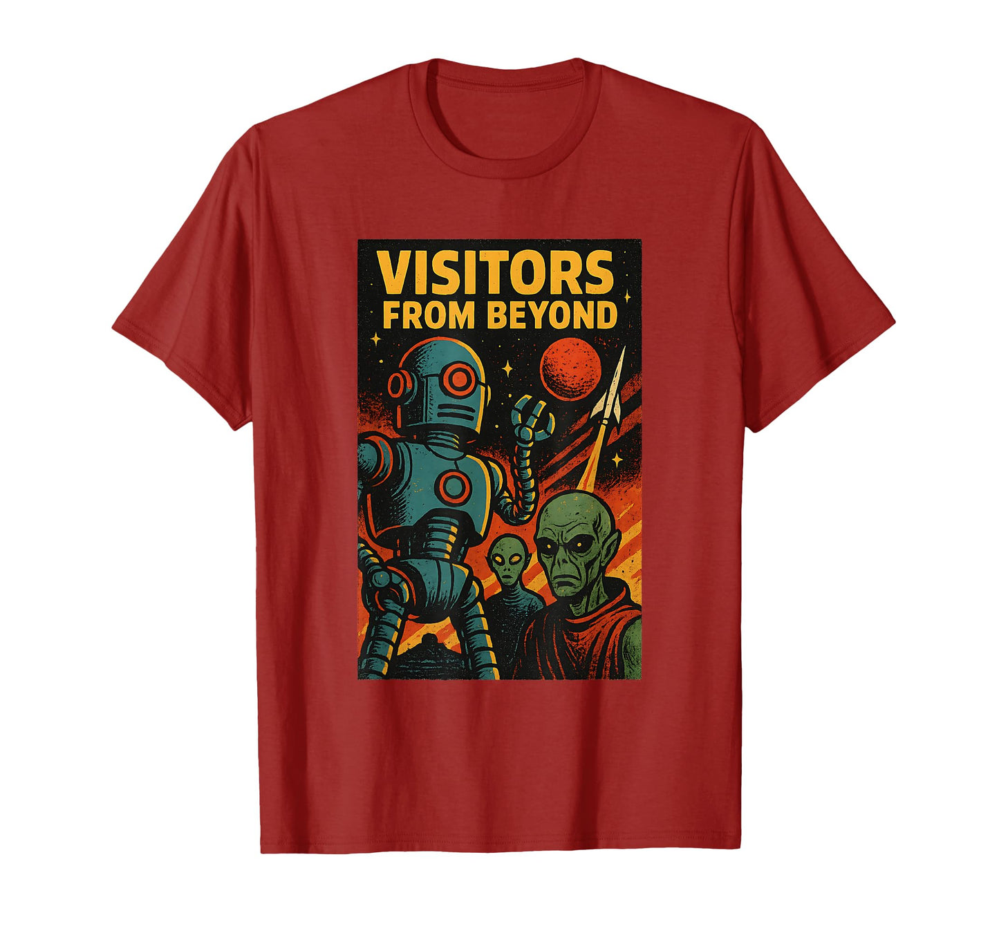 Vintage Sci-Fi Alien Robot Movie Poster Visitors From Beyond T-Shirt