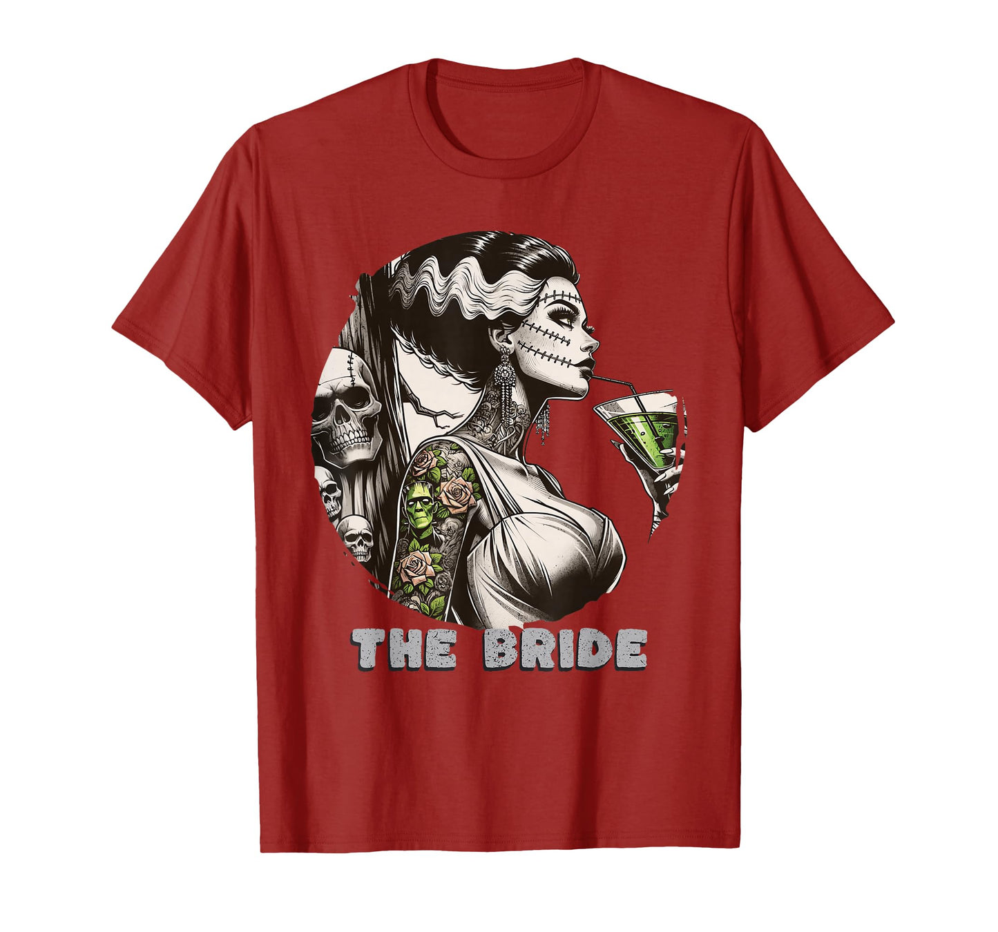 Funny The Bride The Monster Frankenstein Spooky Halloween T-Shirt