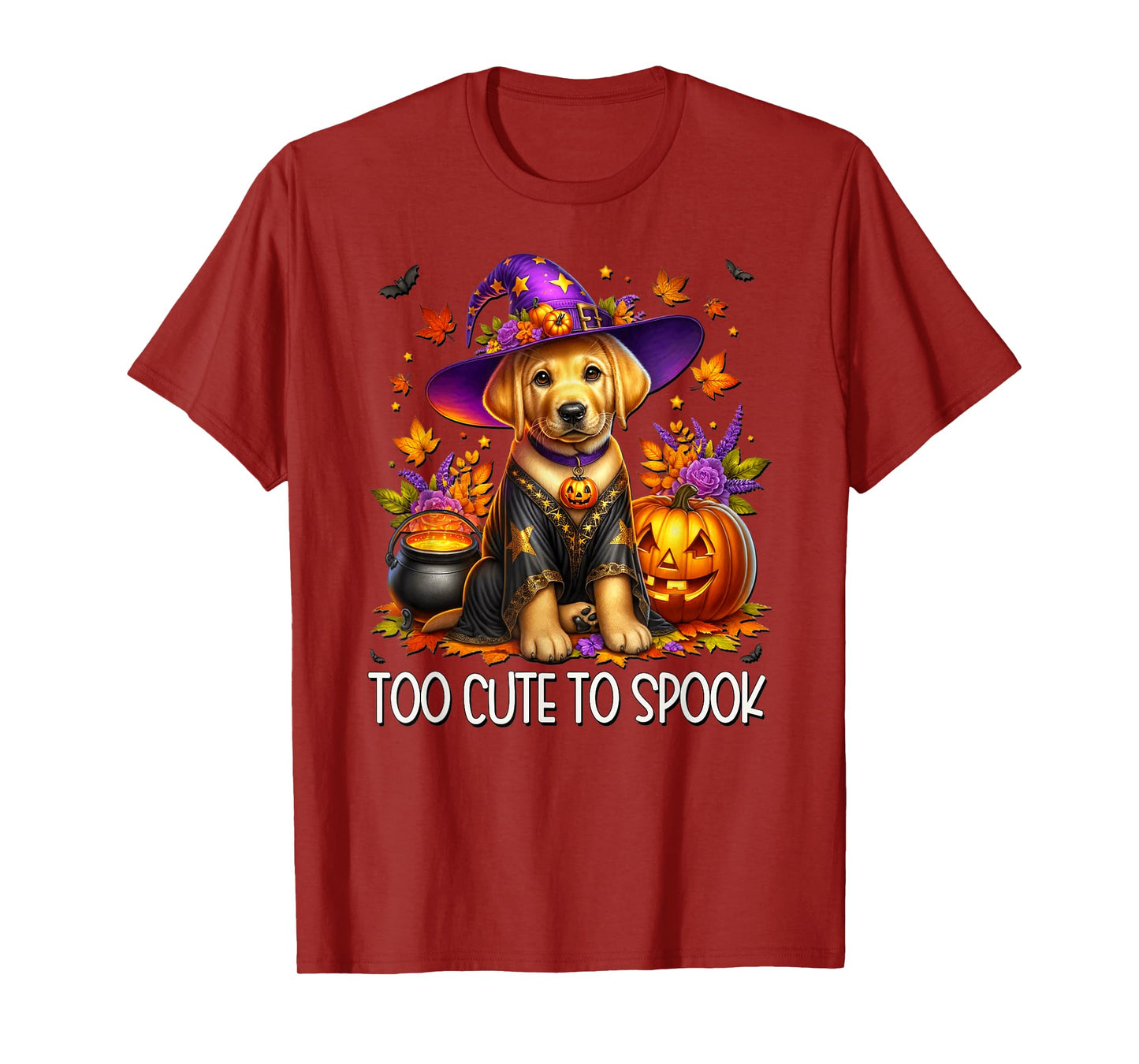 Cute Halloween Golden Retriever Puppy is Too Cute to Spook T-Shirt