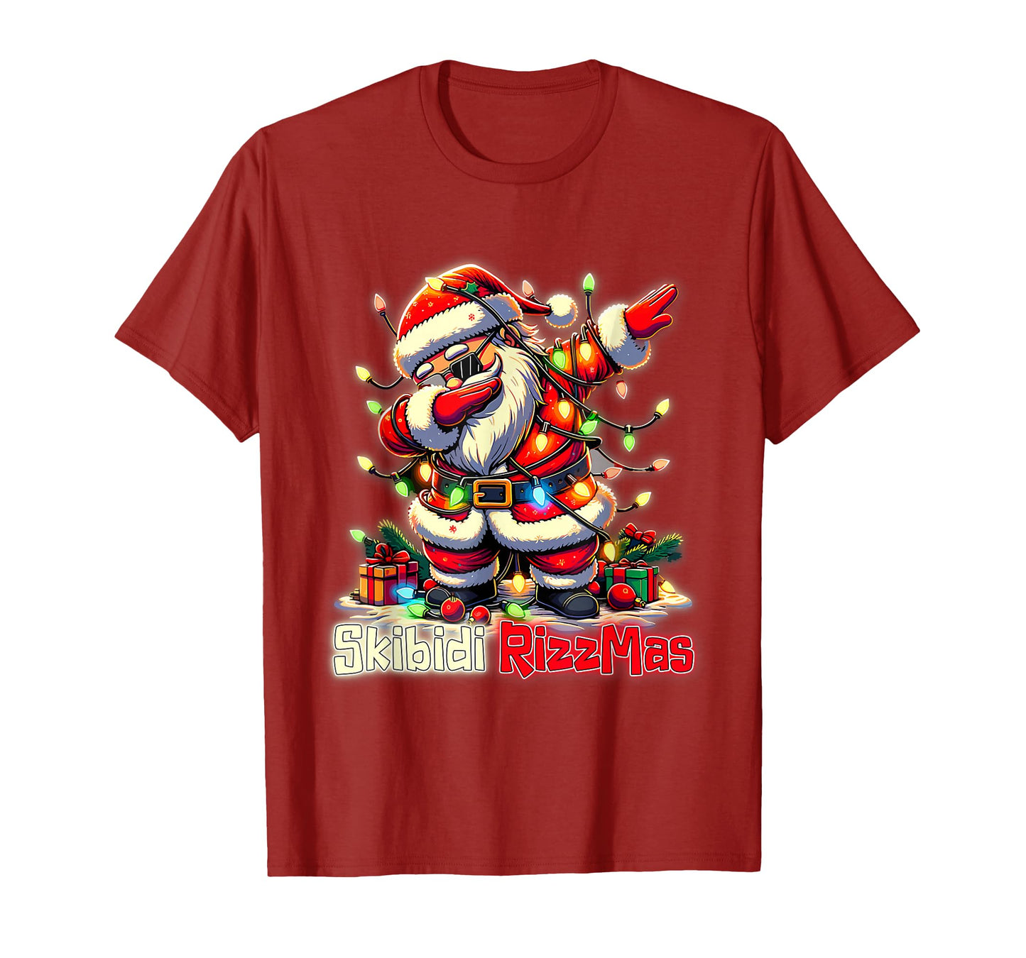 Funny Rizz Santa Claus Dabbing Christmas Skibidi Rizzmas T-Shirt