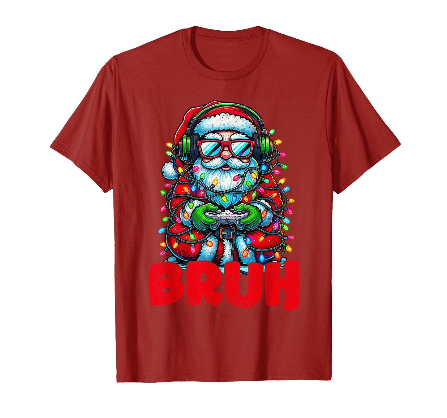Bruh Christmas Santa Claus Gamer Video Game Xmas Pajamas T-Shirt