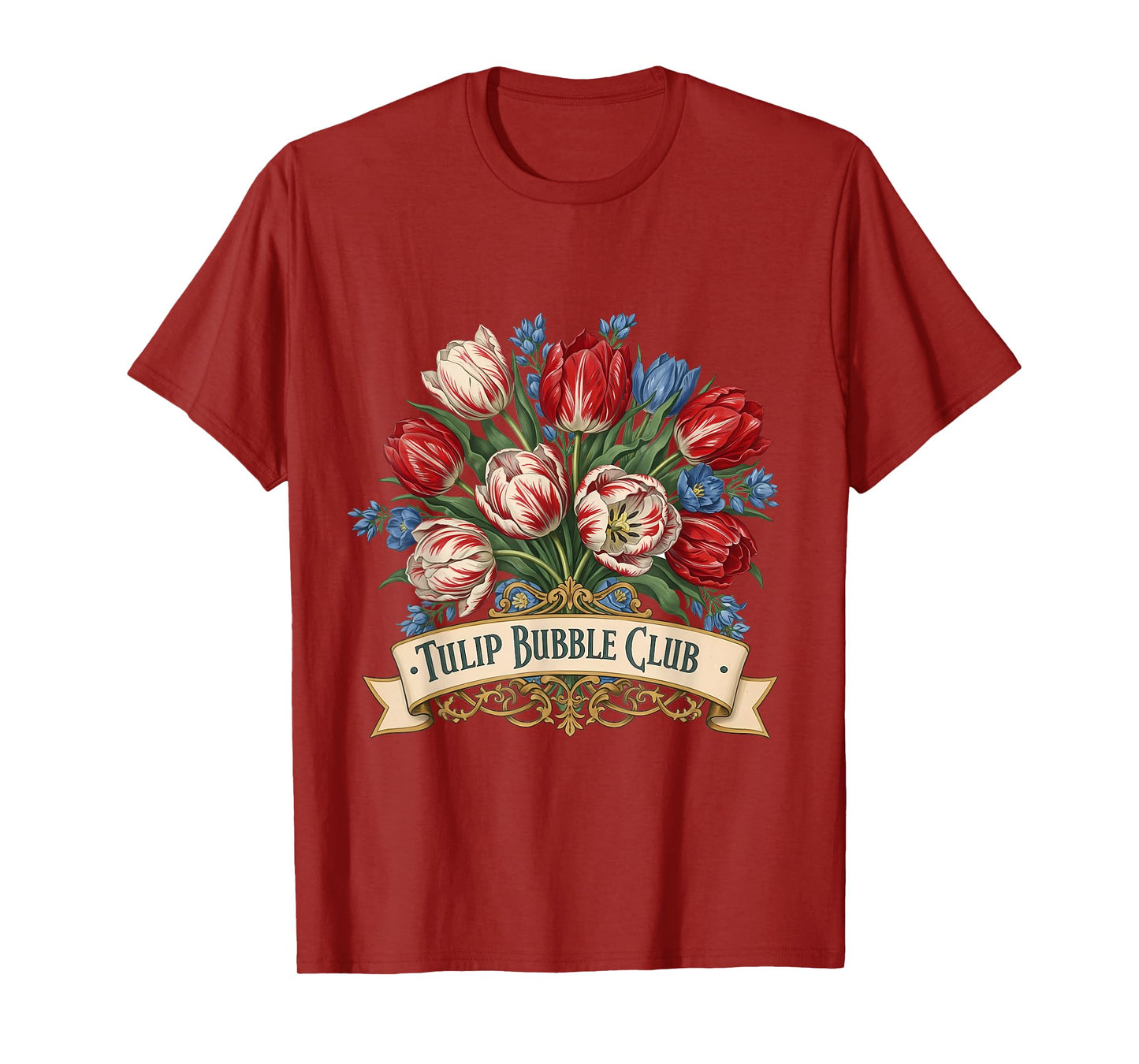 Tulip Mania 1637 Bubble Club Vintage Floral Bouquet T-Shirt