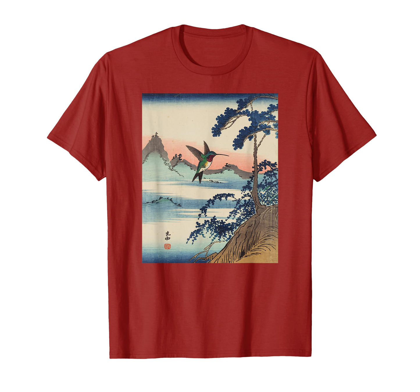 Japanese Art Hummingbird Kyosai Vintage Japan Artwork T-Shirt