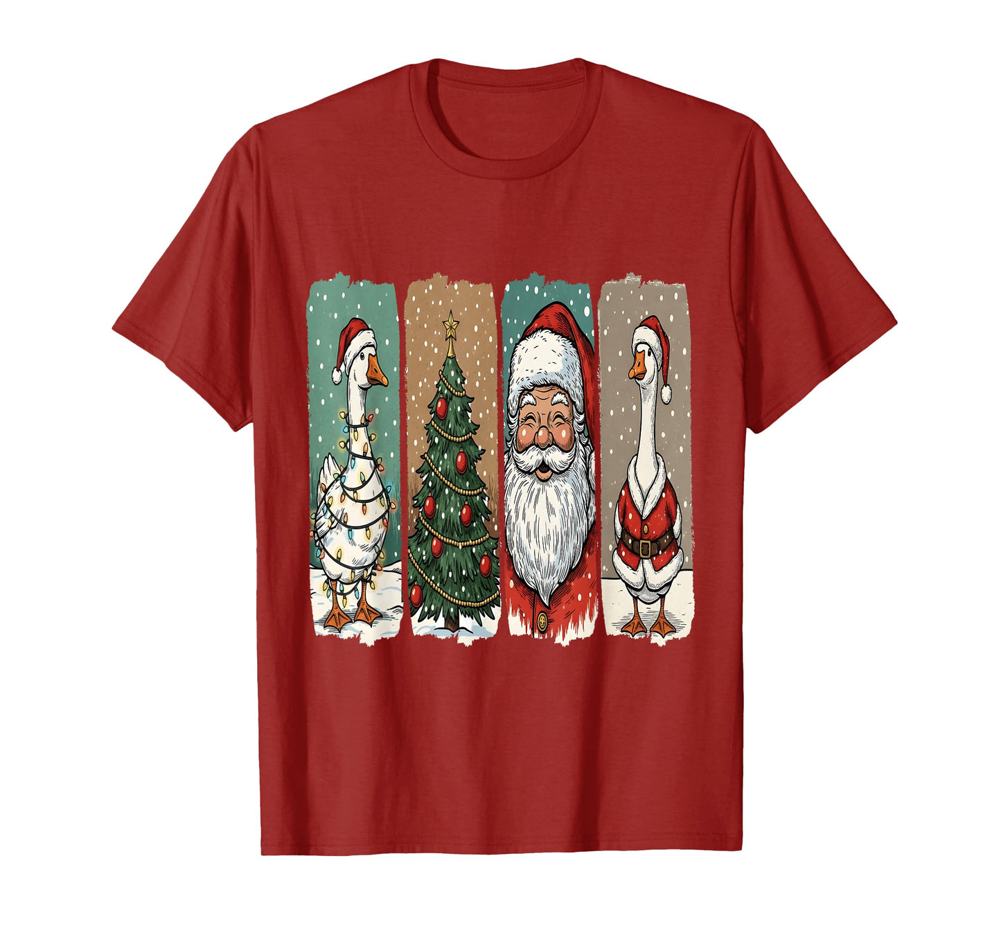 Goose Christmas Brushstroke Farm Animal Retro Vintage T-Shirt