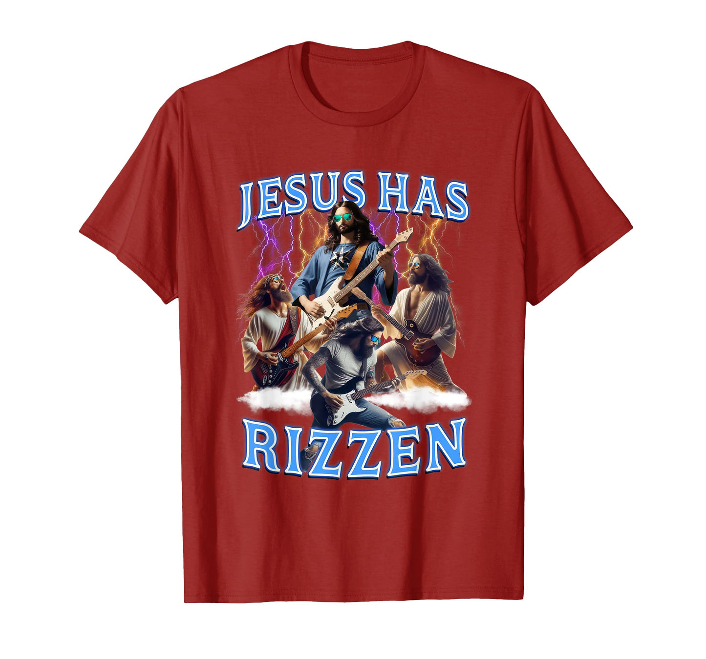 Jesus Has Rizzen Vintage Christian Electric Guitar Jesus Men T-Shirt