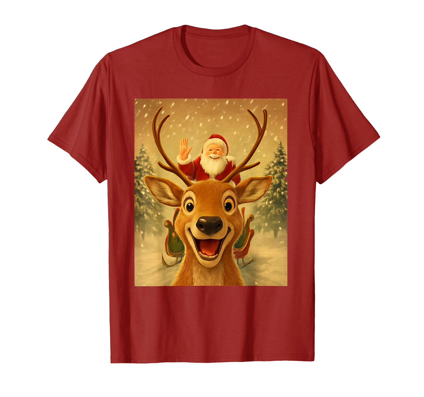 Funny Reindeer Selfie Santa Christmas for Men Women Kid T-Shirt