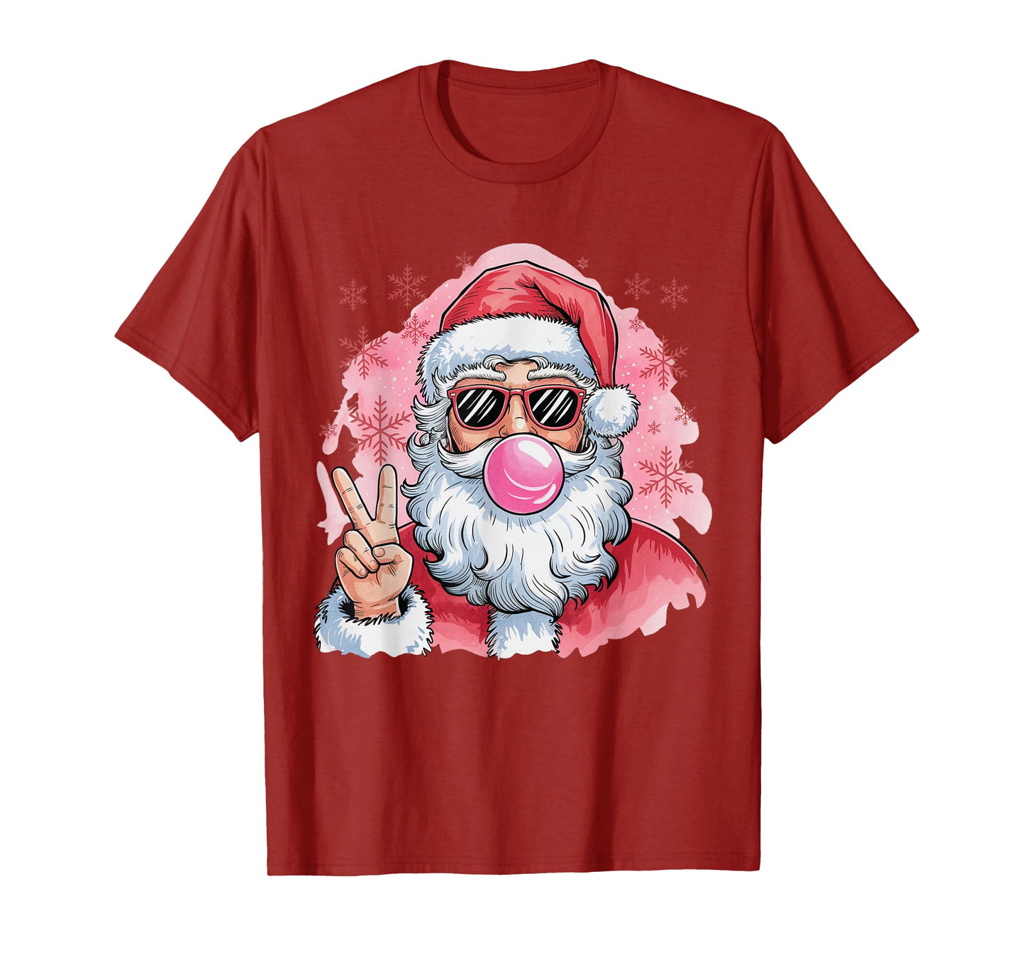 Santa Christmas Blowing Bubble Gum Pink Sunglasses Xmas Kids T-Shirt