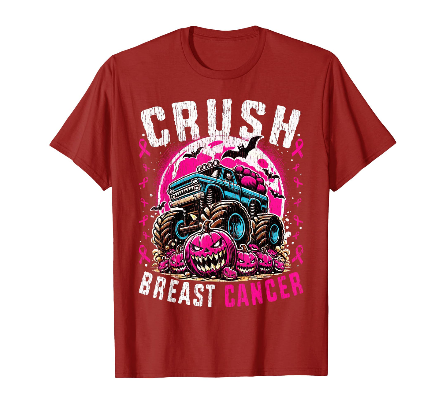 Breast Cancer Awareness Monster Truck Halloween Kids Toddler T-Shirt