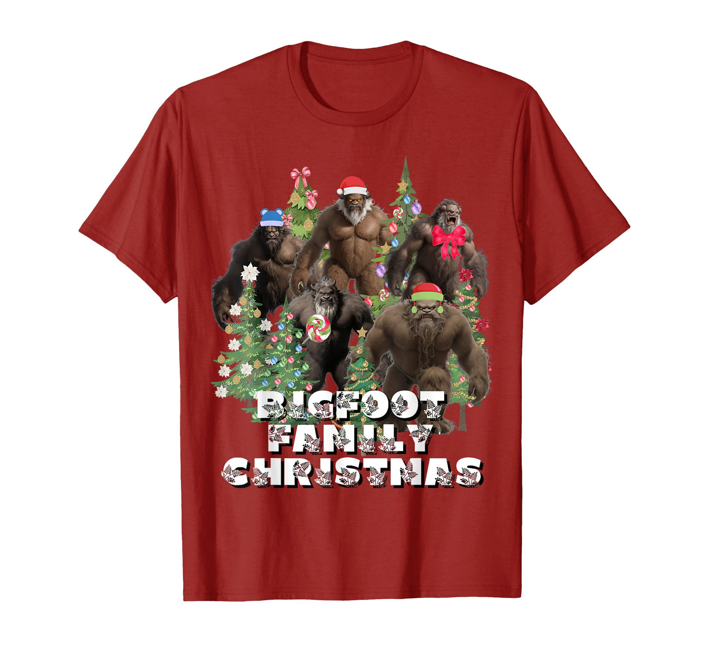 Bigfoot Family Christmas Funny Holiday Themed Gift T-Shirt