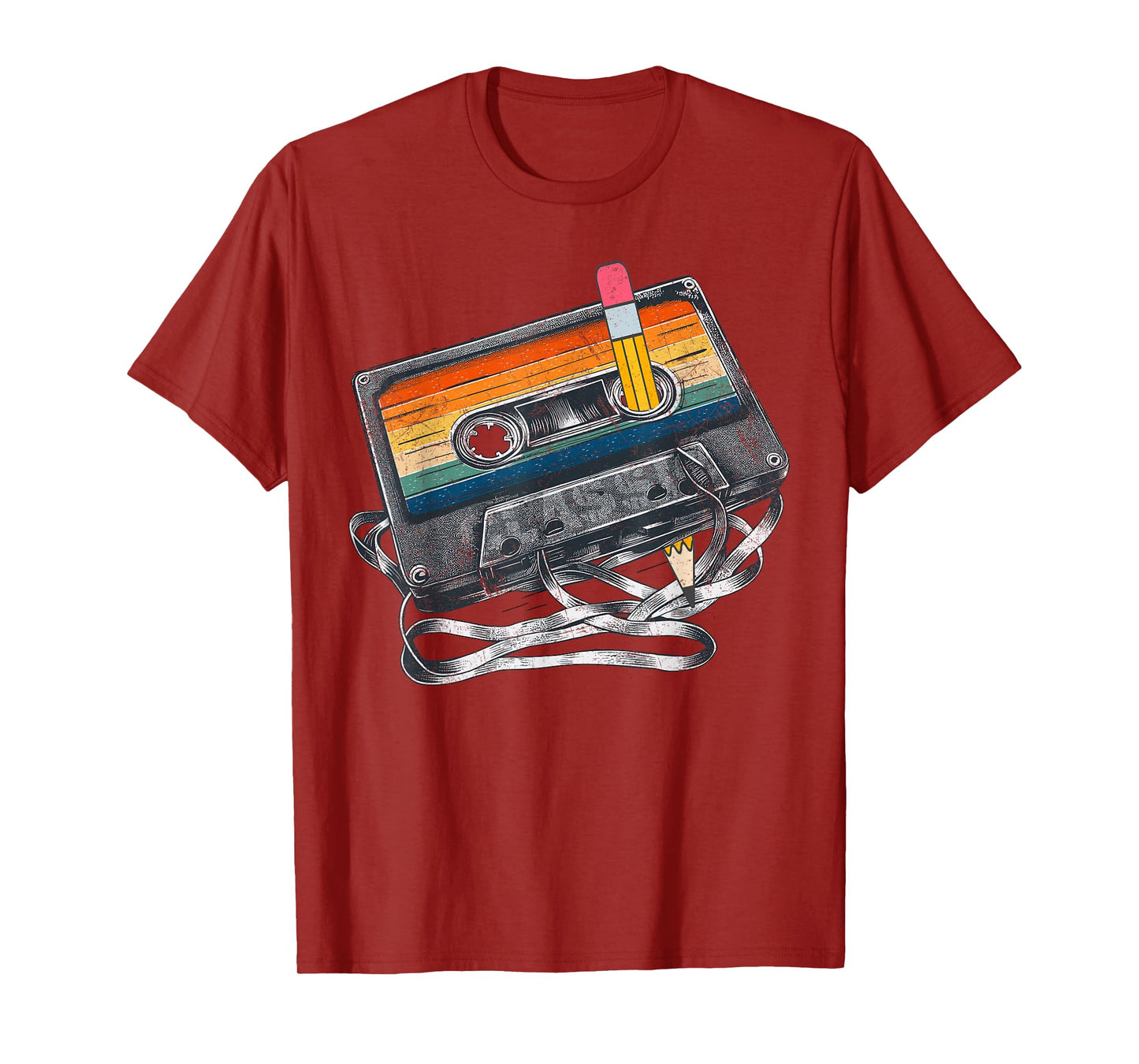 Retro 80s Cassette Tape Pencil 1980s Vintage Throwback Music T-Shirt