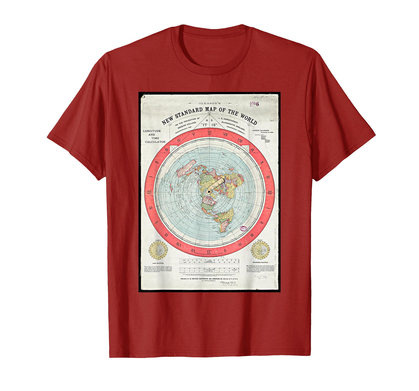 Gleason's new standard map of the world globe T-Shirt
