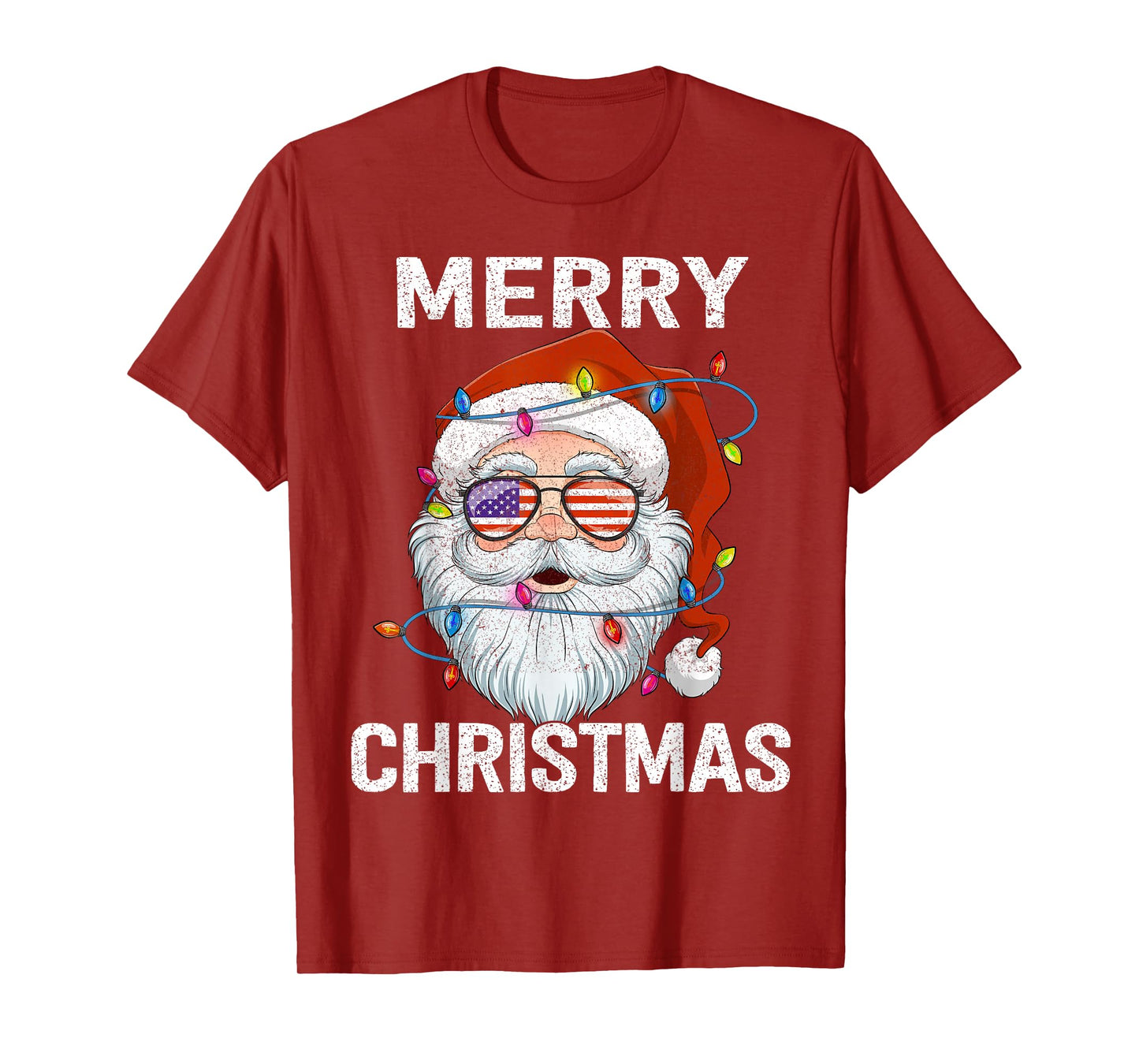 Merry Christmas Santa USA Flag Christmas Xmas Men Women T-Shirt