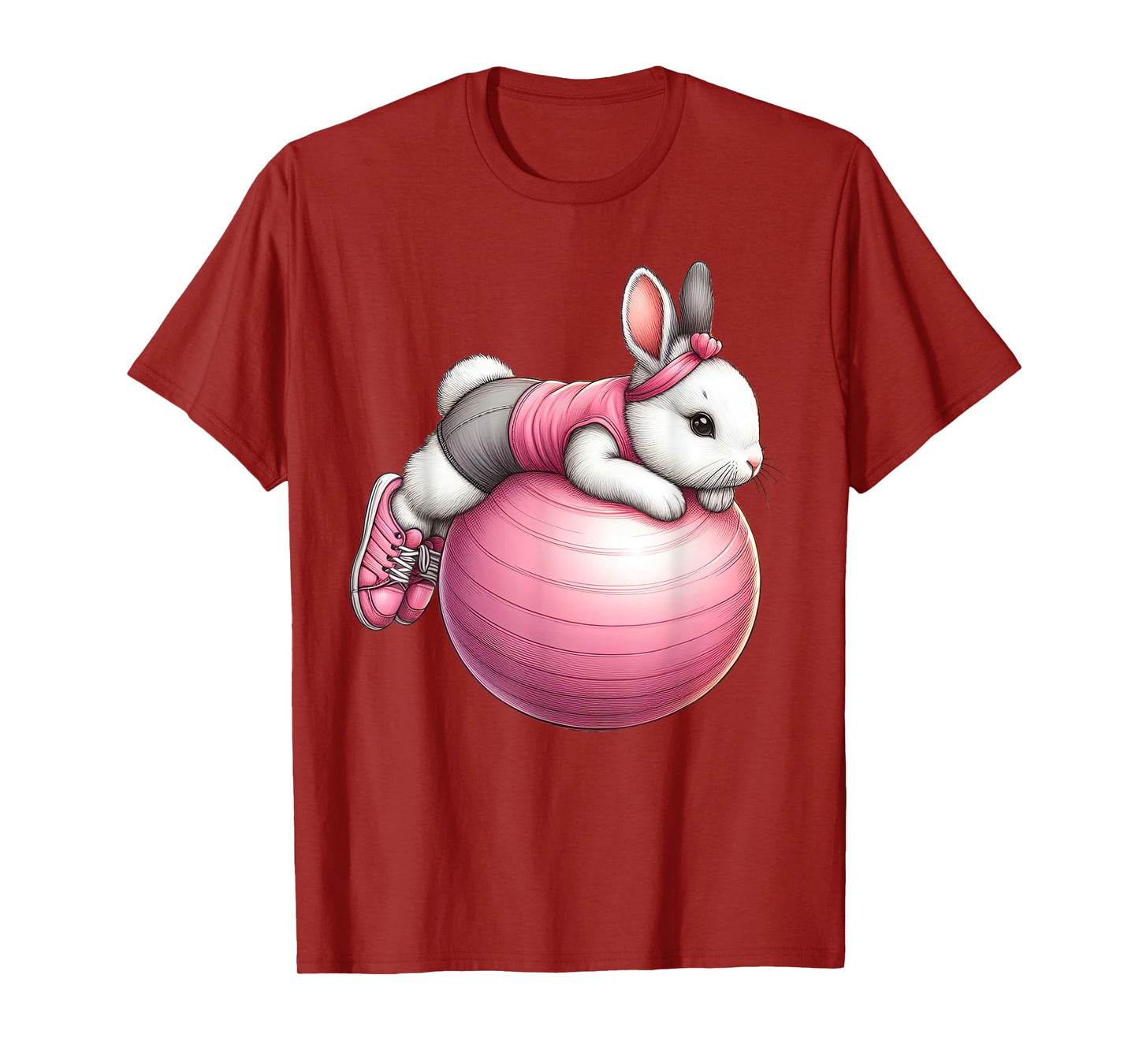 Easter Bunny on Exercise Ball Gym Fitness Workout Training T-Shirt