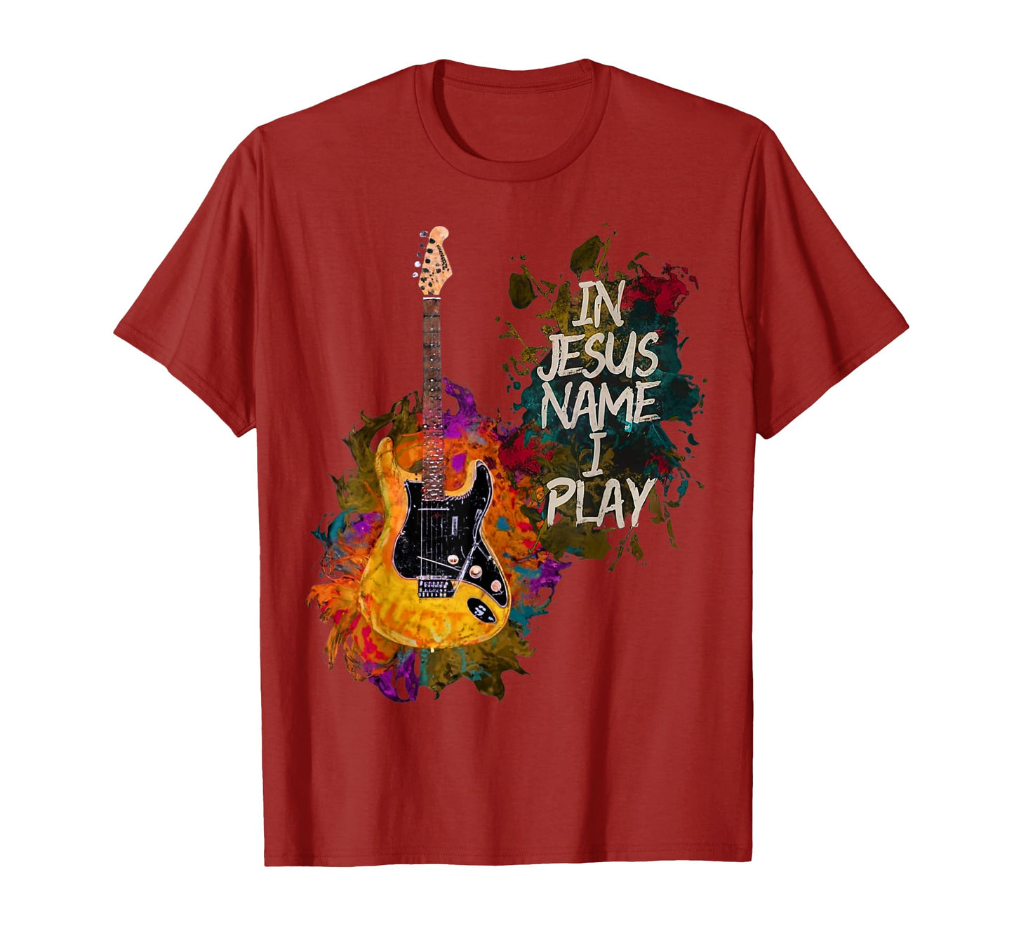 In Jesus Name I Play Guitar Christian Guitar Player Vintage T-Shirt