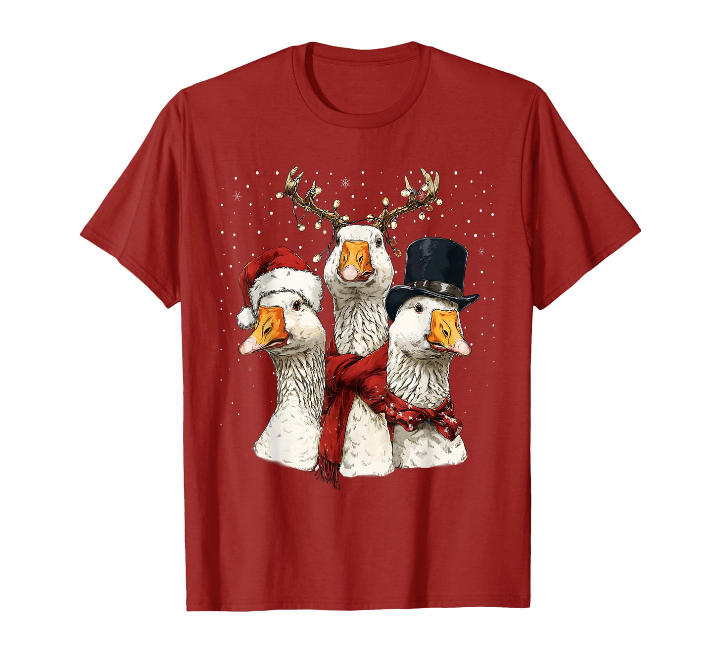 Funny Christmas Goose Holiday Santa Hat T-Shirt