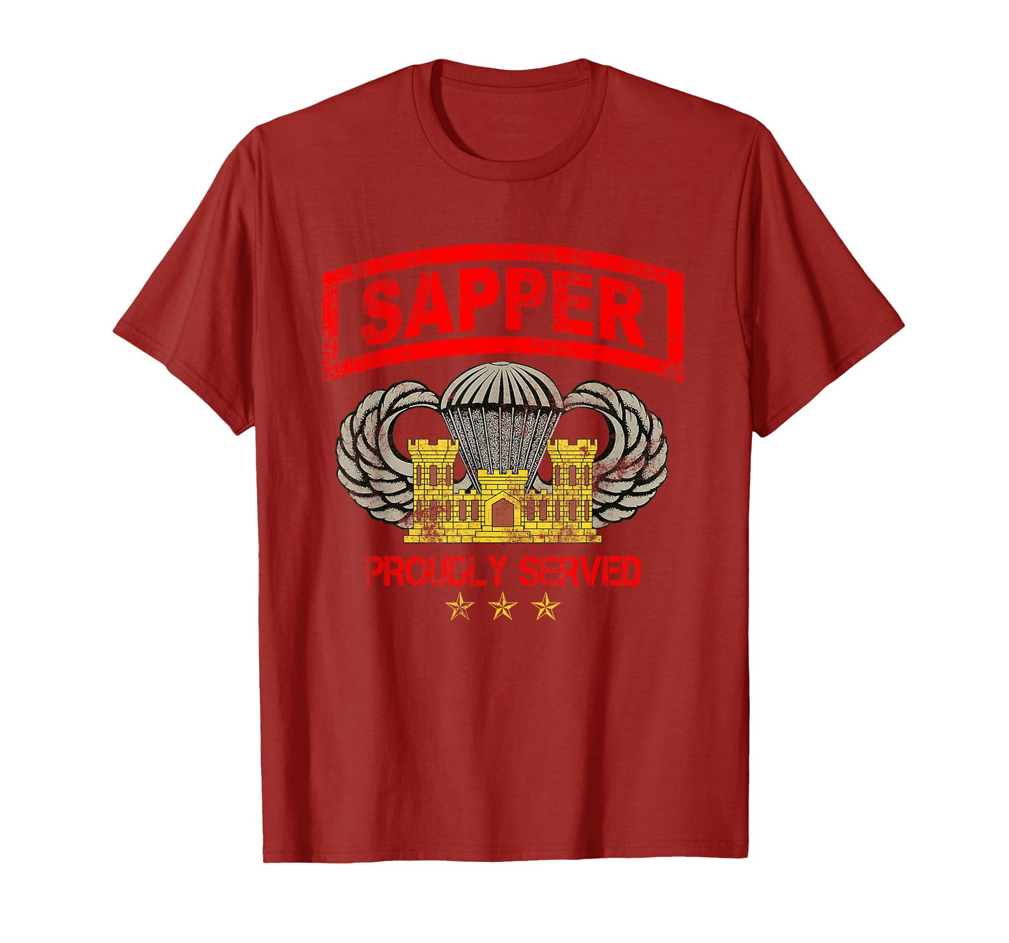 Sapper Combat Engineer Veteran Vintage USA Flag Men Women T-Shirt