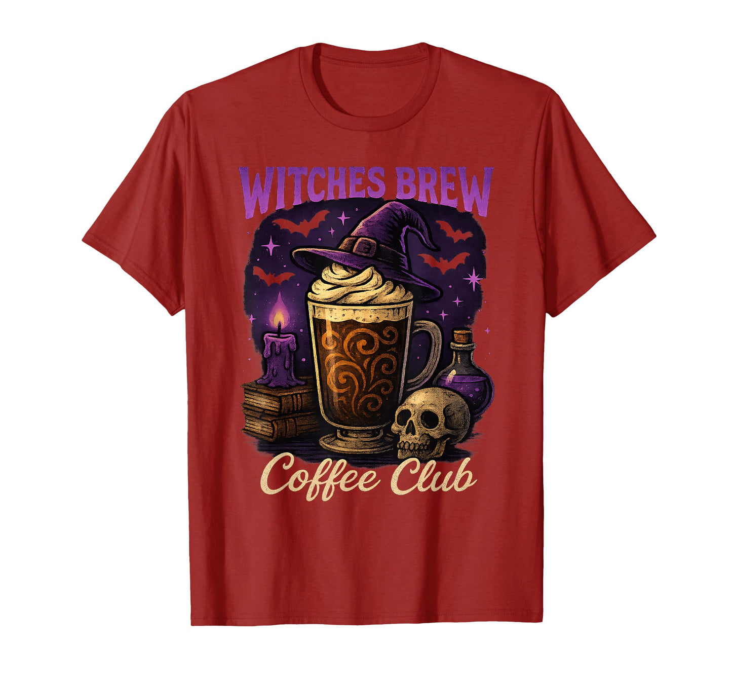 Witches Brew Coffee Club Halloween Witch Hat Latte Design T-Shirt