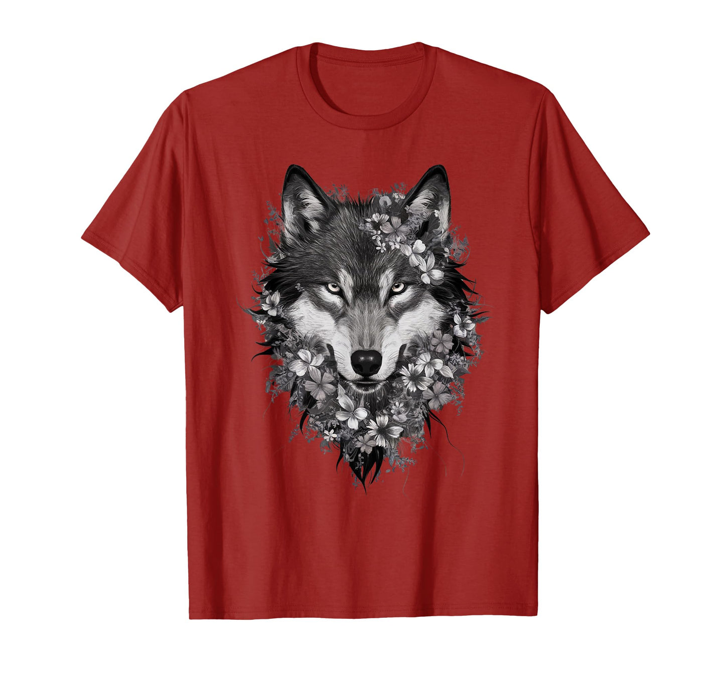 Floral Wolf Vintage Flowers Wolf Face for Wolves Lover T-Shirt