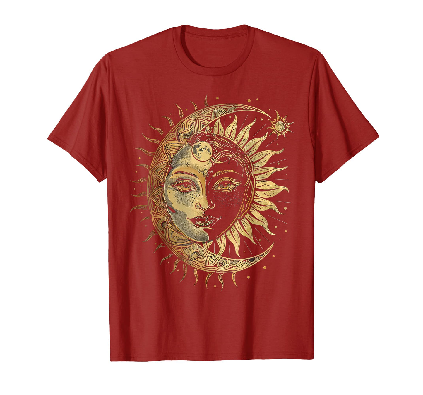 mystic sun and moon woman mystical flowers aesthetic T-Shirt