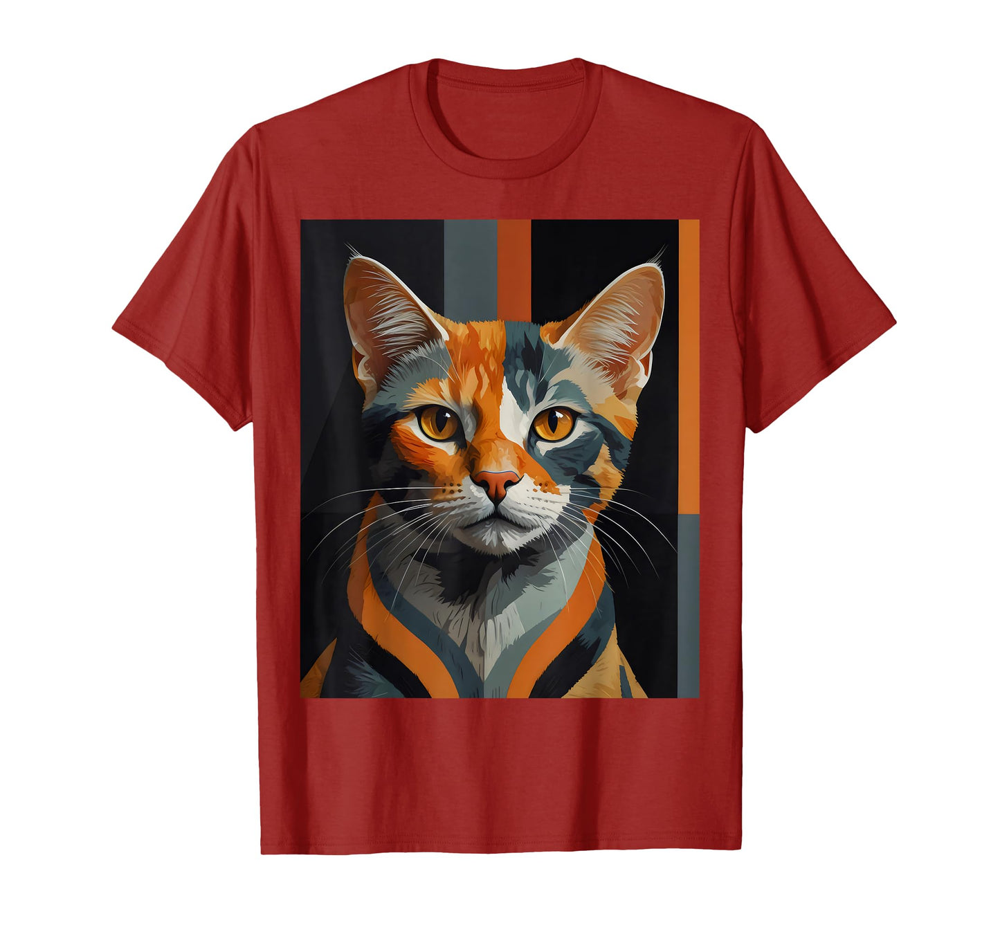 Geometric Feline Cat Abstract Cat Art For Cat Artwork Lovers T-Shirt