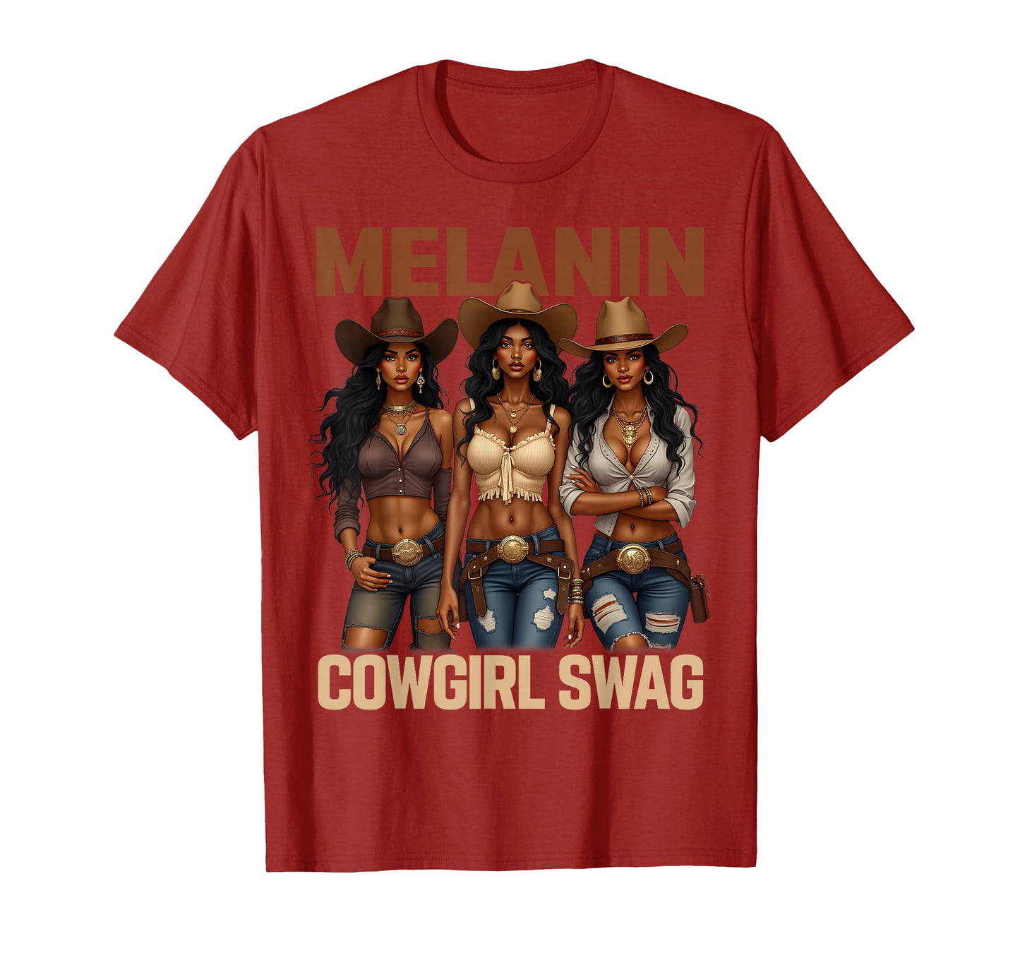 African Melanin Cowgirl Swag, Melanin Cowgirls Black BHM T-Shirt