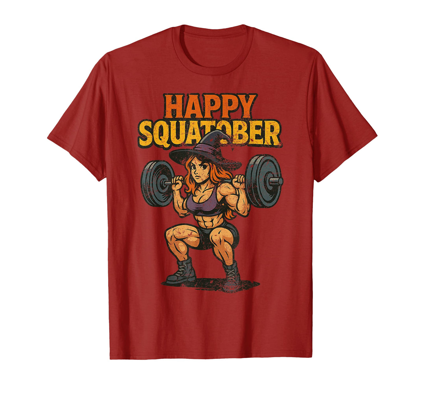 Happy Squatober Leg Day Challenge Vintage Halloween Witch T-Shirt