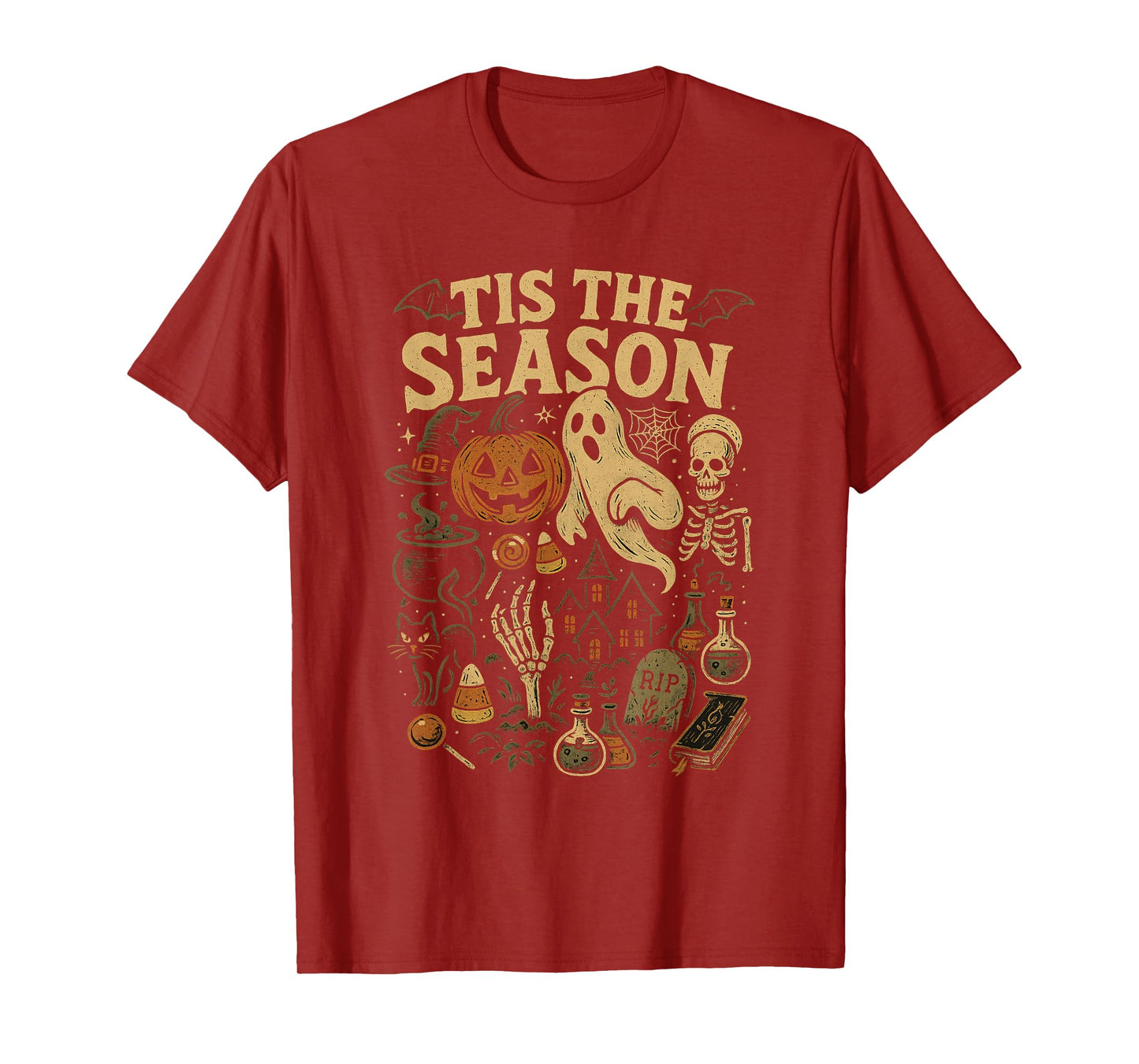 Tis The Season Halloween Retro Ghost Pumpkin Witch T-Shirt