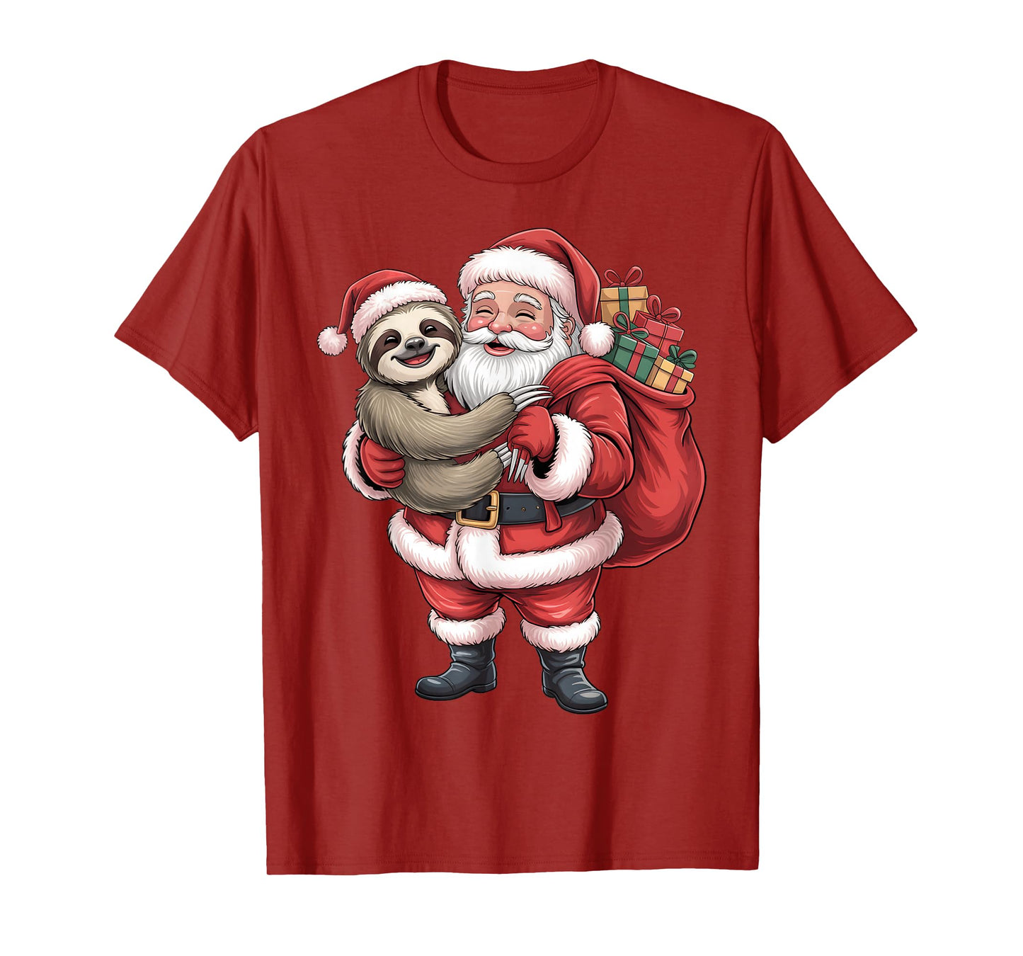 Cute Sloth Santa Christmas Holiday Cartoon Funny Sloth Gifts T-Shirt