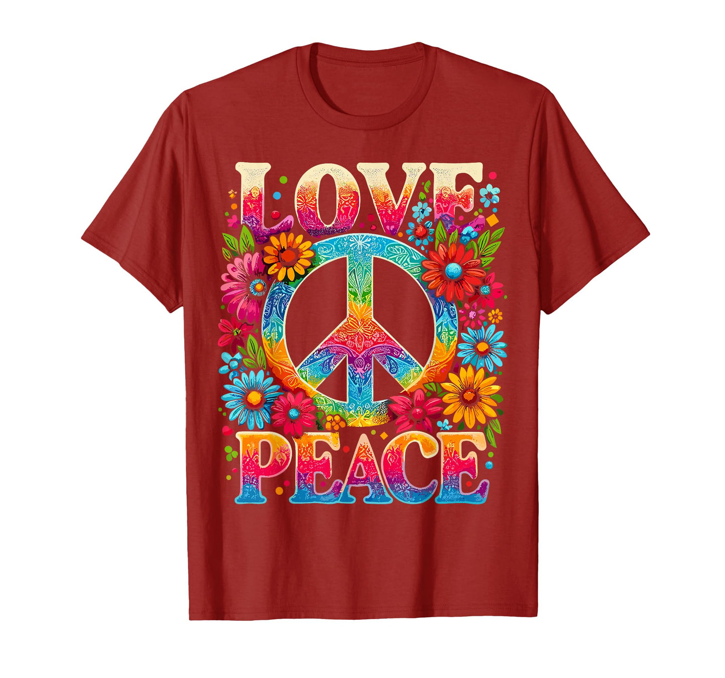 Peace Sign Love 60s 70s Tie Dye Hippie T-Shirt
