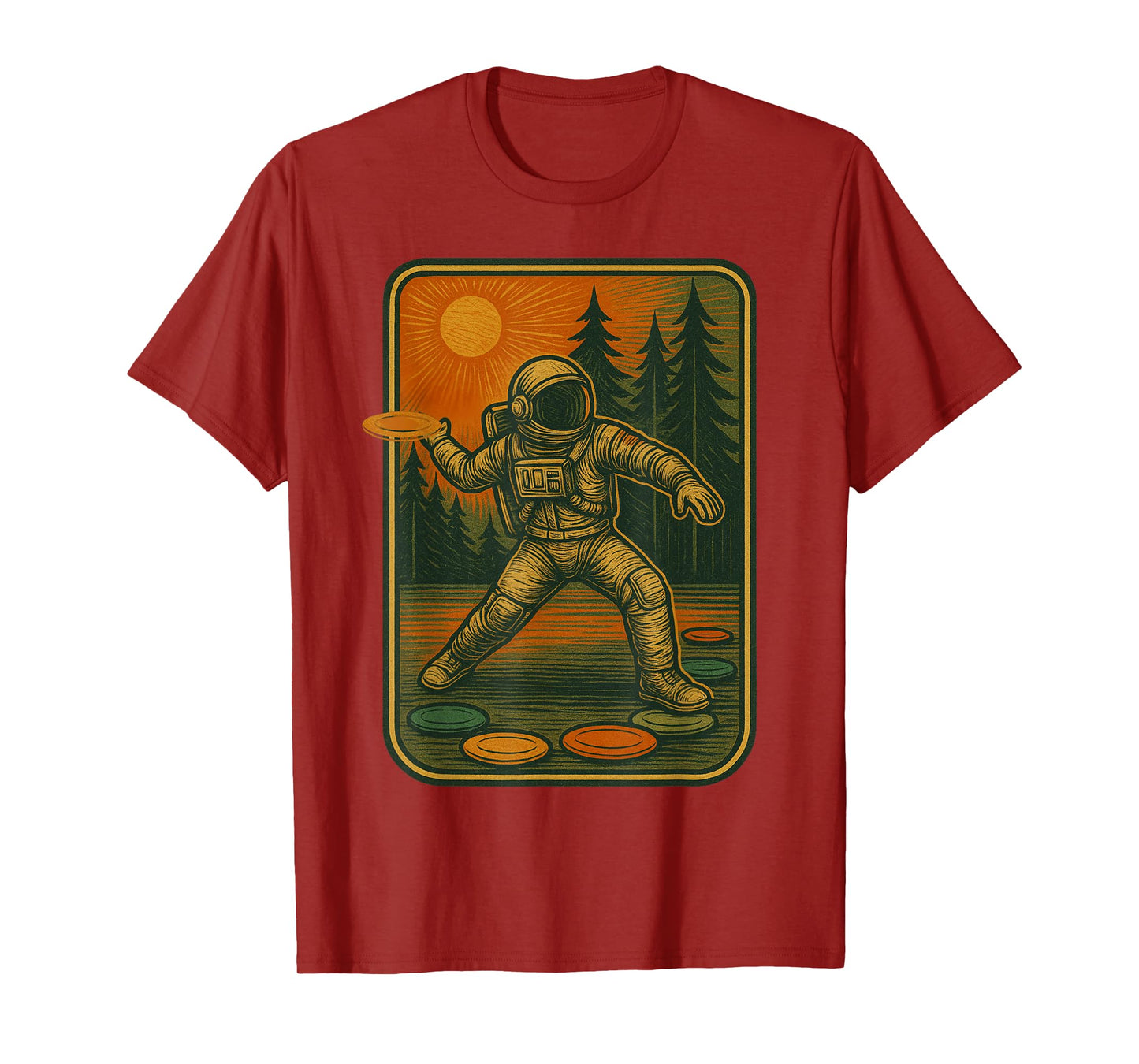 Disc Golf Astronaut Vintage Funny Astronaut Disc Golf T-Shirt