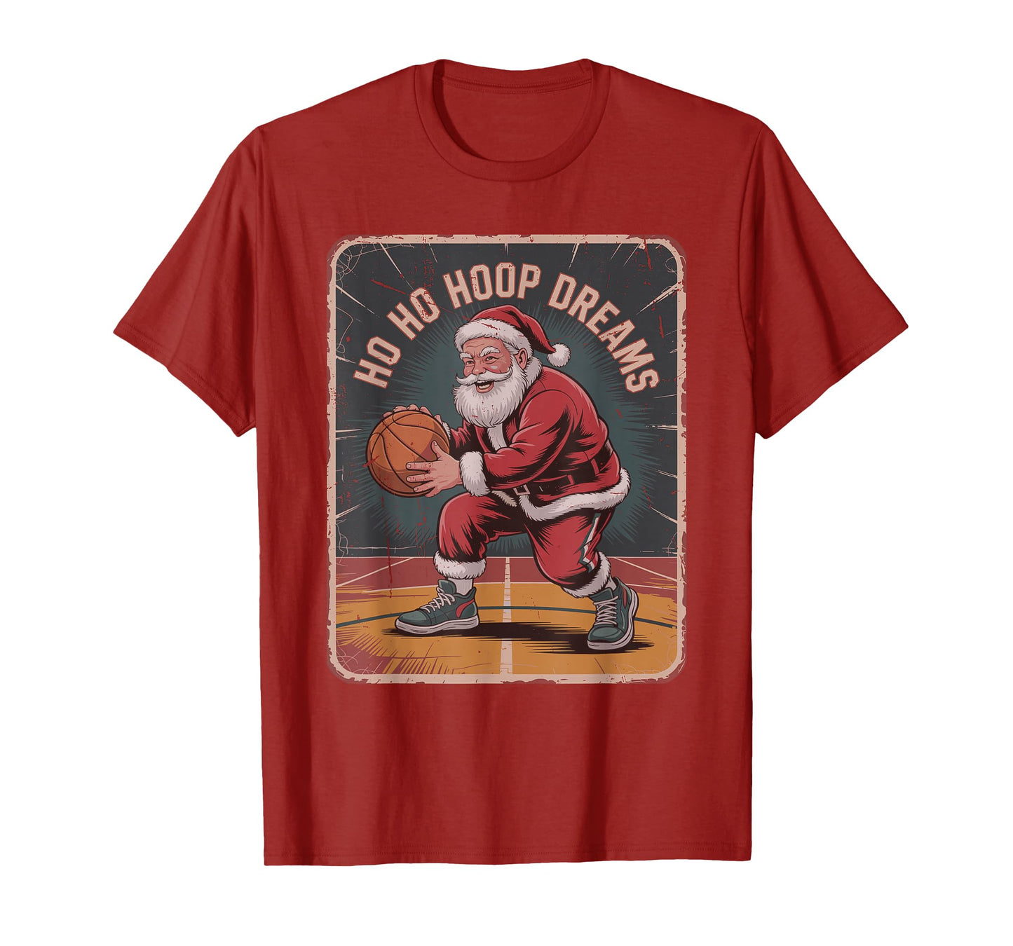 Vintage Santa Playing Basketball Retro Christmas Holiday T-Shirt