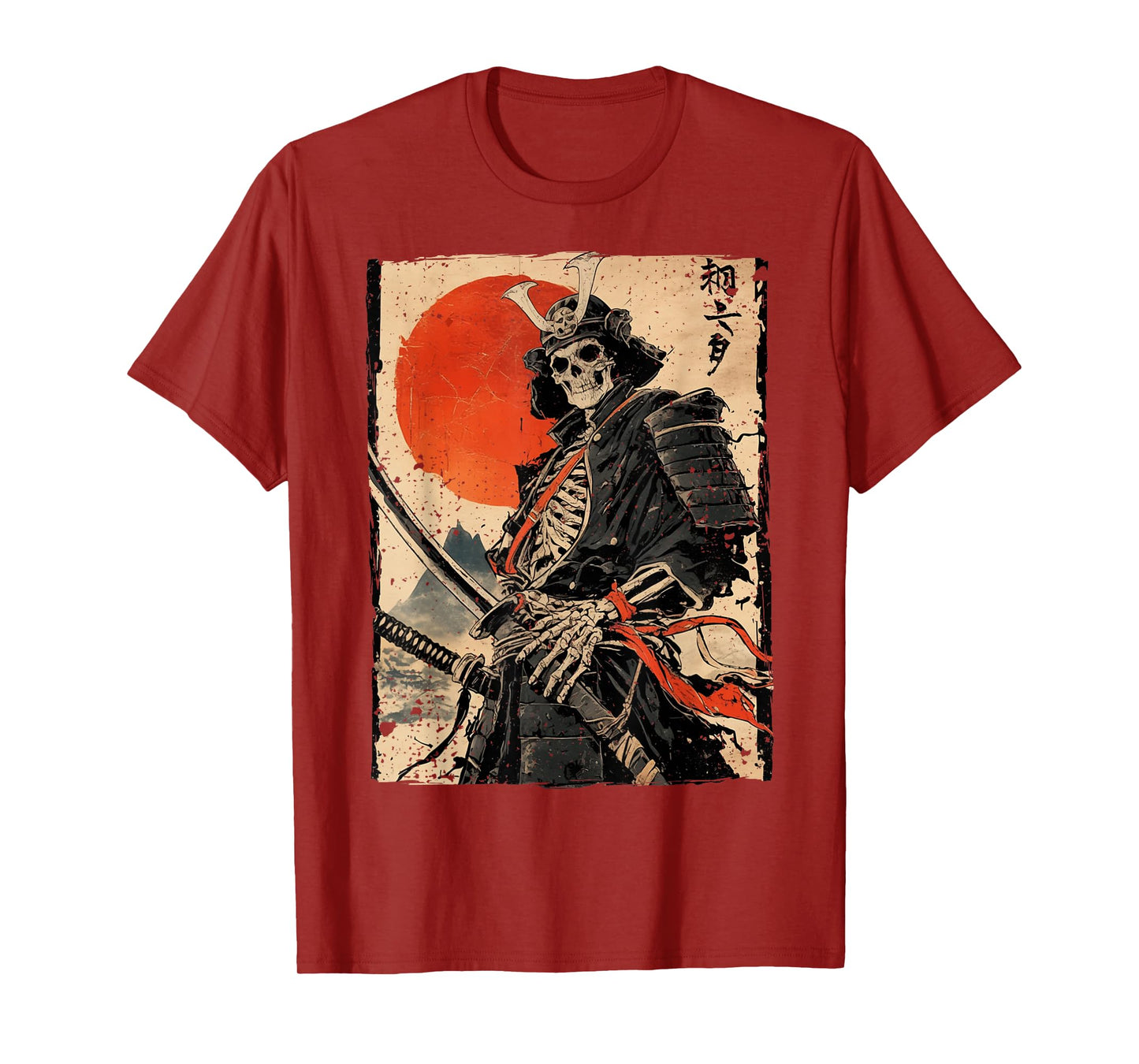Japan Samurai Warrior Skeleton Ukiyo Ink Artwork Samurai T-Shirt