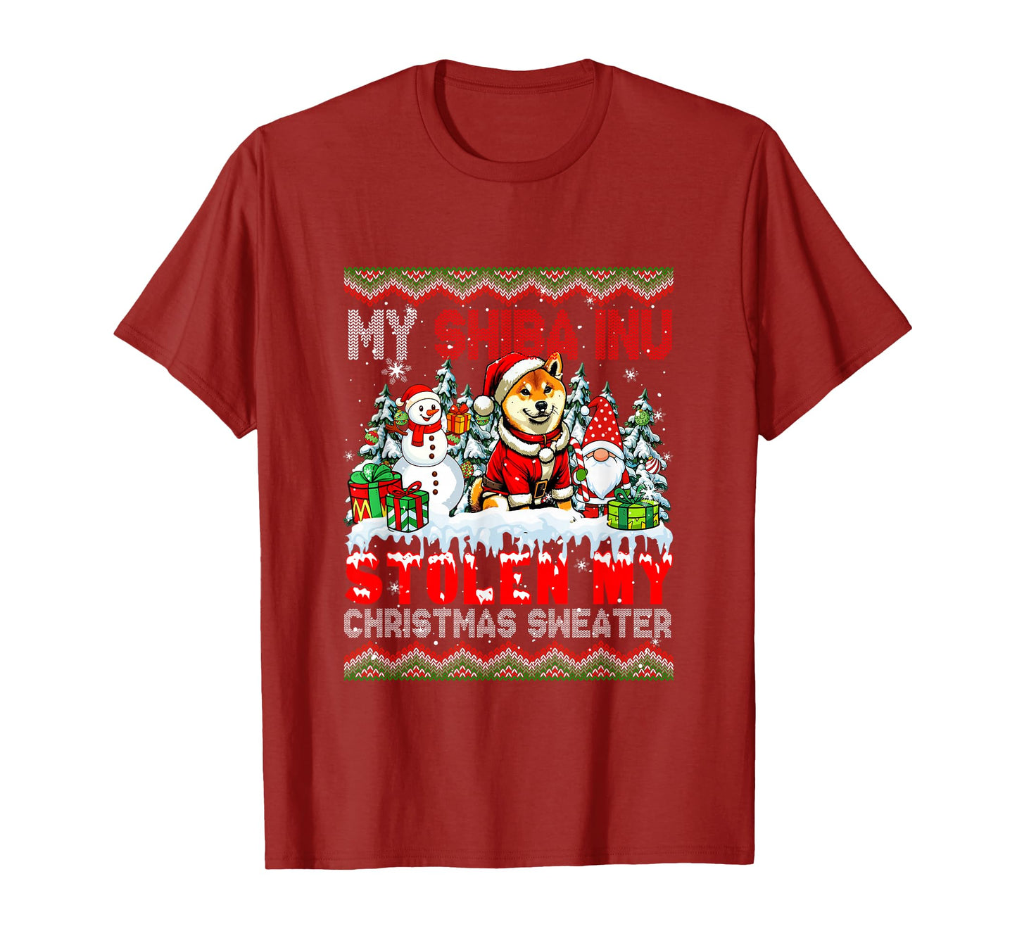 My Shiba Inu Stolen My Christmas Sweater Santa Dog Gnome T-Shirt