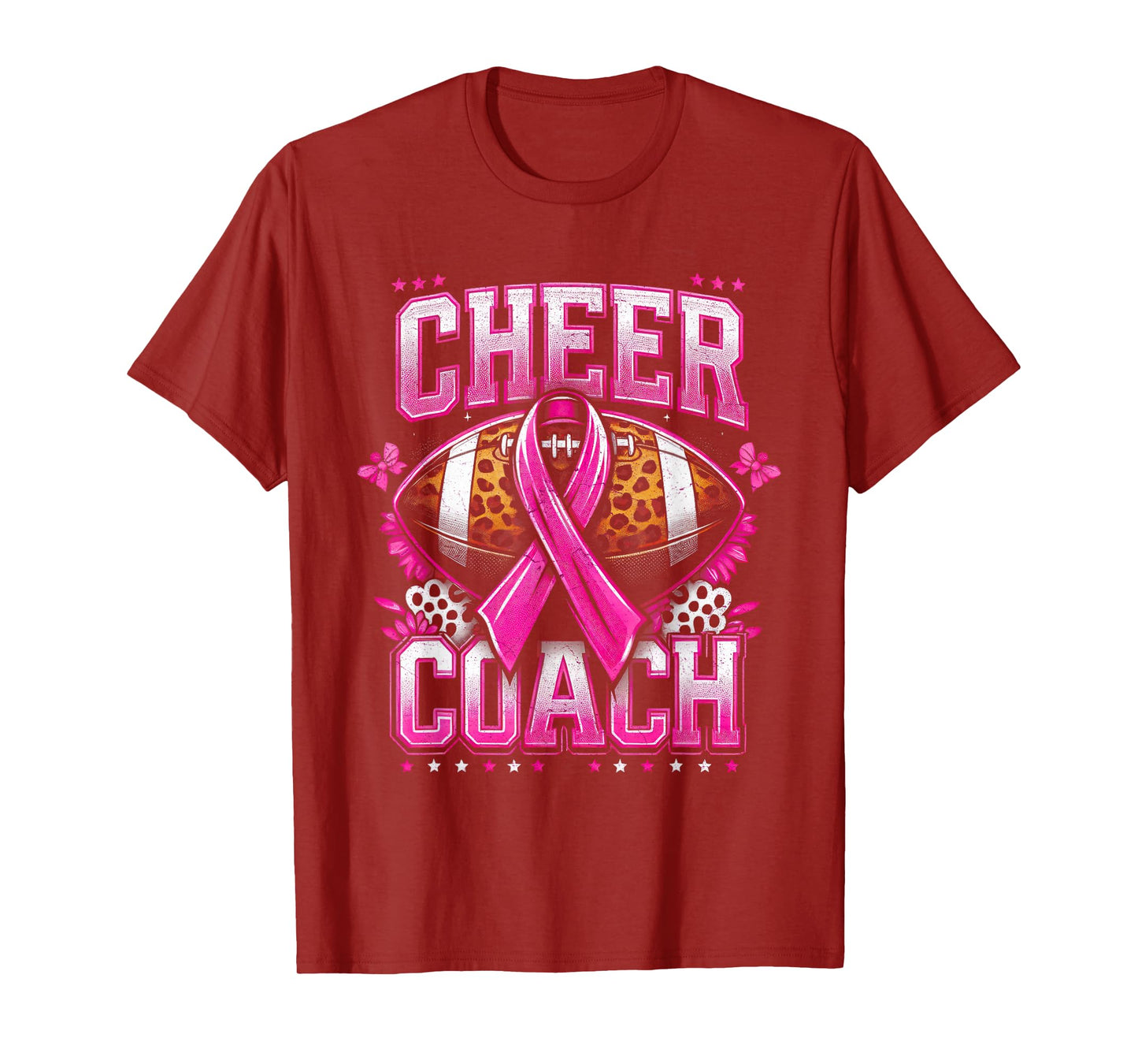 Football Cheer Coach Pink Ribbon Breast Cancer Awareness T-Shirt