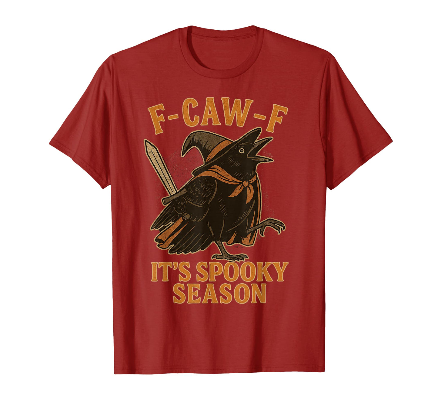 F CAW F It's Spooky Season Crow Dressed as Witch Halloween T-Shirt