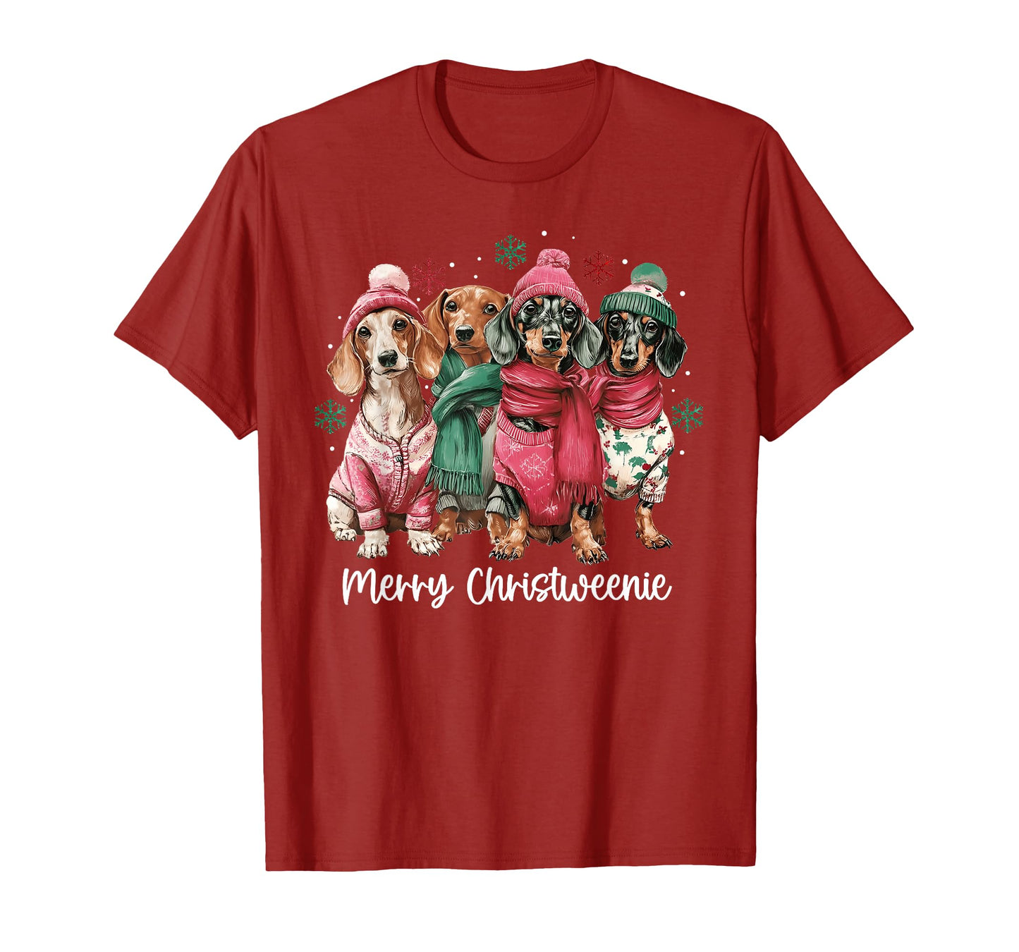 Merry Christmas Dachshund Dog Xmas Wiener Women Men Kids T-Shirt