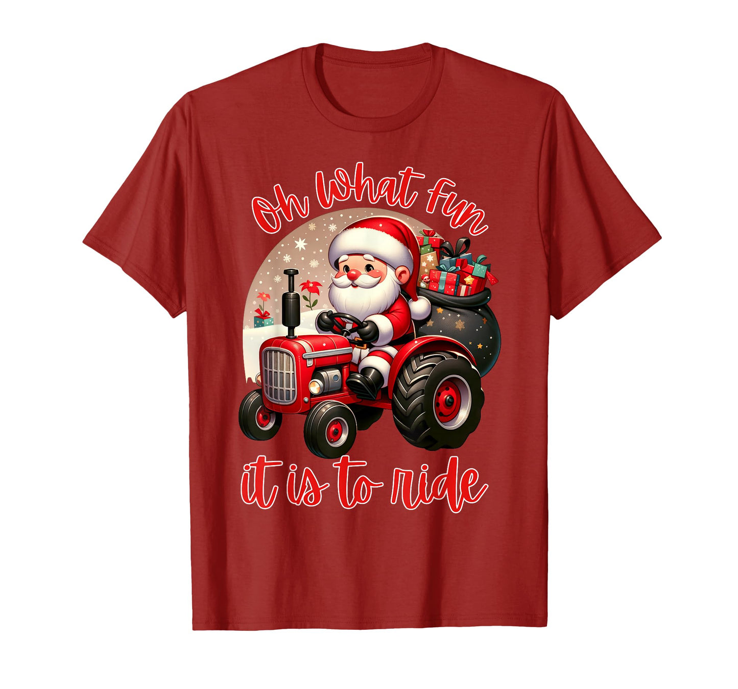 Farm Truck Oh What Fun It is to Ride Santa Tractor Christmas T-Shirt