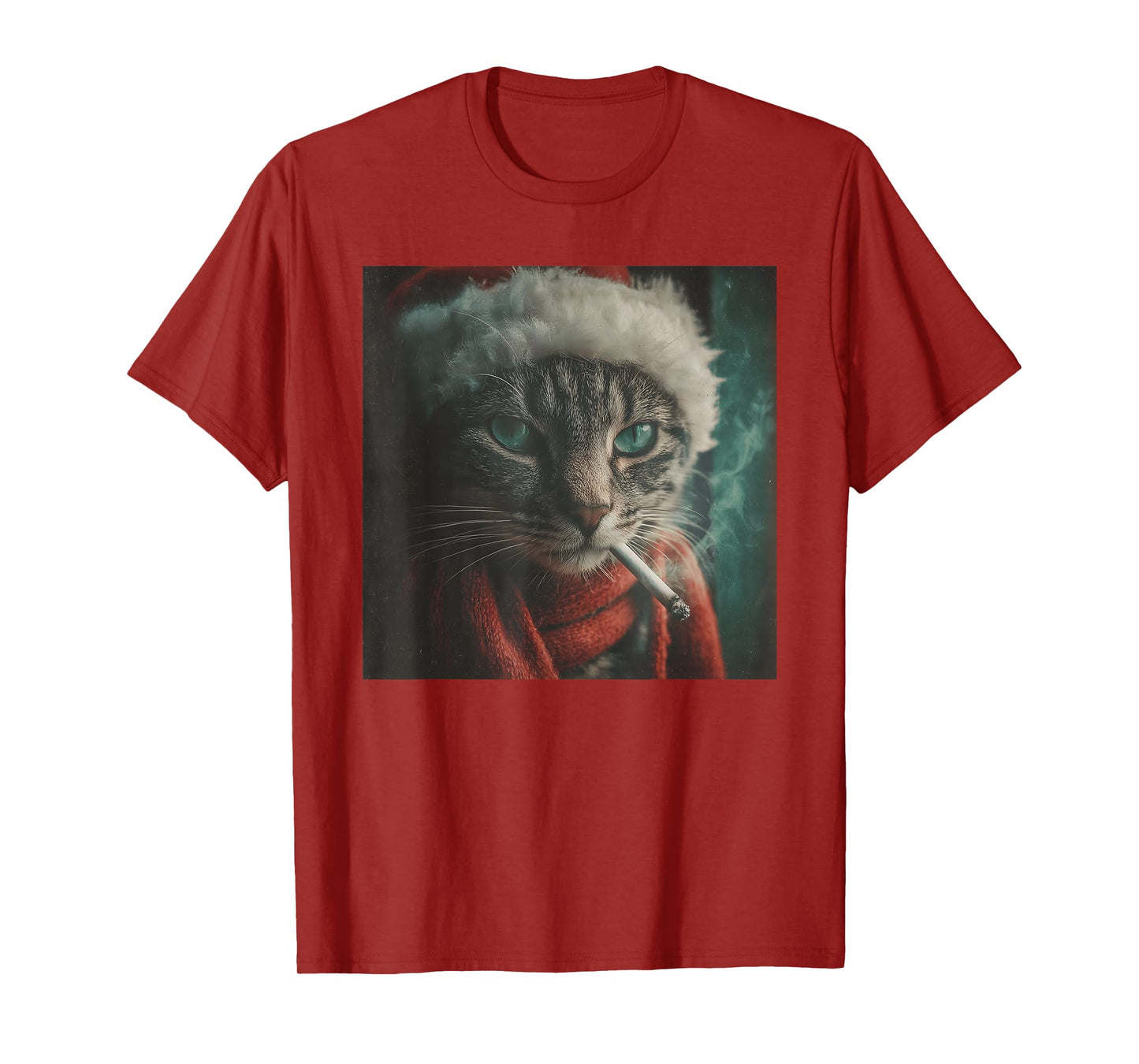 Santa Cat Cigarette Noir Holiday Winter Scarf Festive T-Shirt