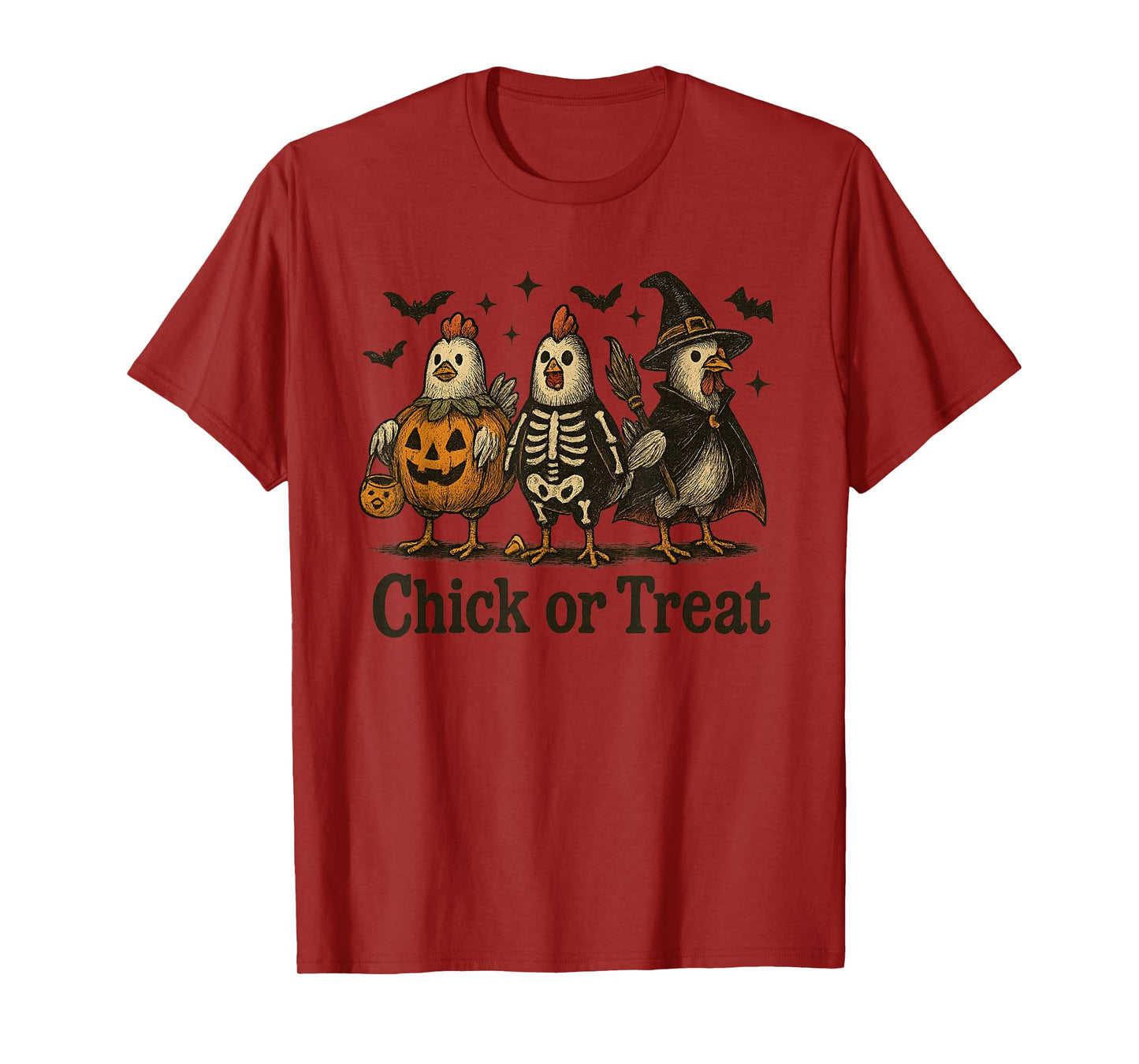 Chick or Treat Funny Chicken Halloween Vintage T-Shirt