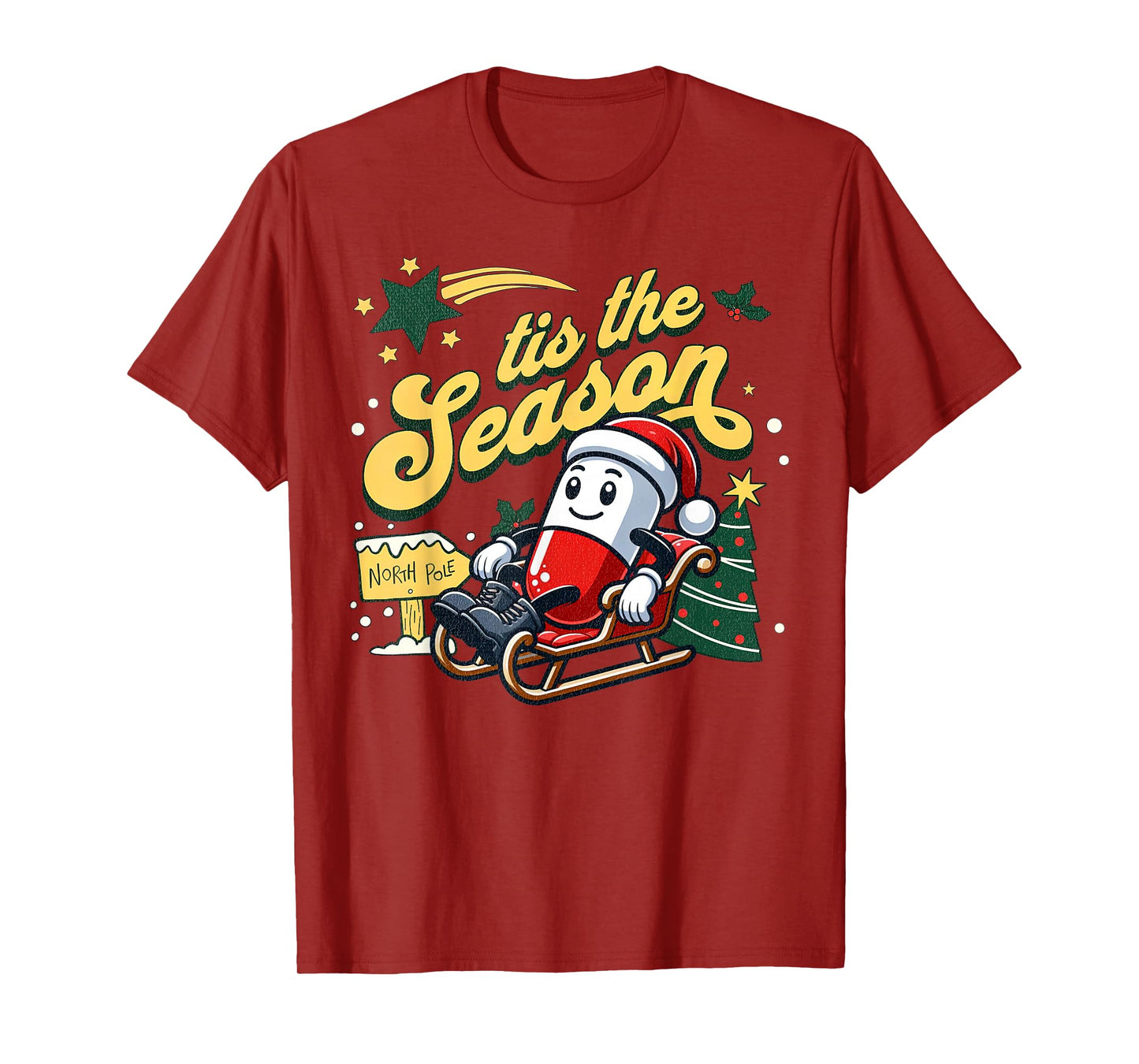 Tis The Season Pharmacy Christmas Pill Santa Pharmacist Tech T-Shirt