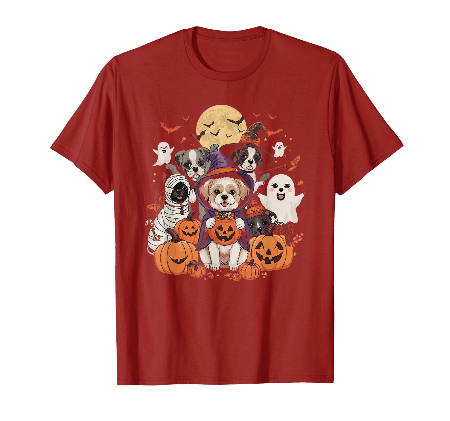 Cute Mummy Witch Ghost Halloween Dog Costume Men Women Kids T-Shirt