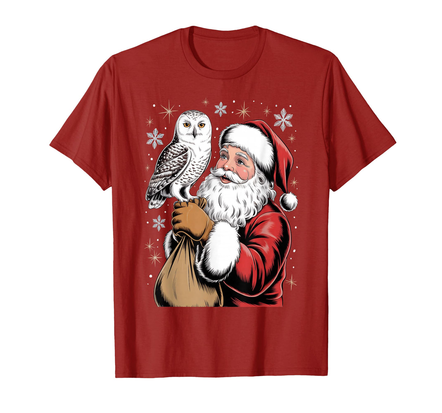 Cute Owl Santa Christmas Holiday Cartoon Funny Santa Owl Kid T-Shirt