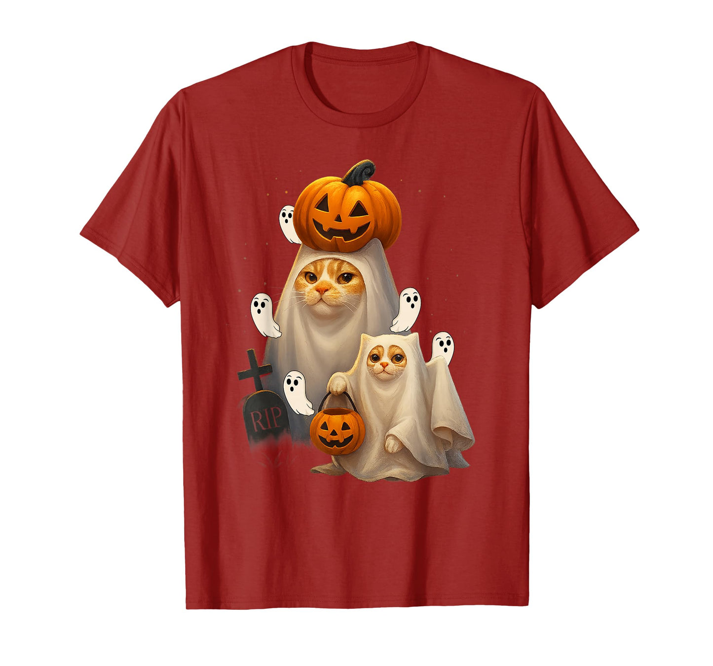 Witch Cat Meme Halloween Funny Ghost Kitty Men Women T-Shirt