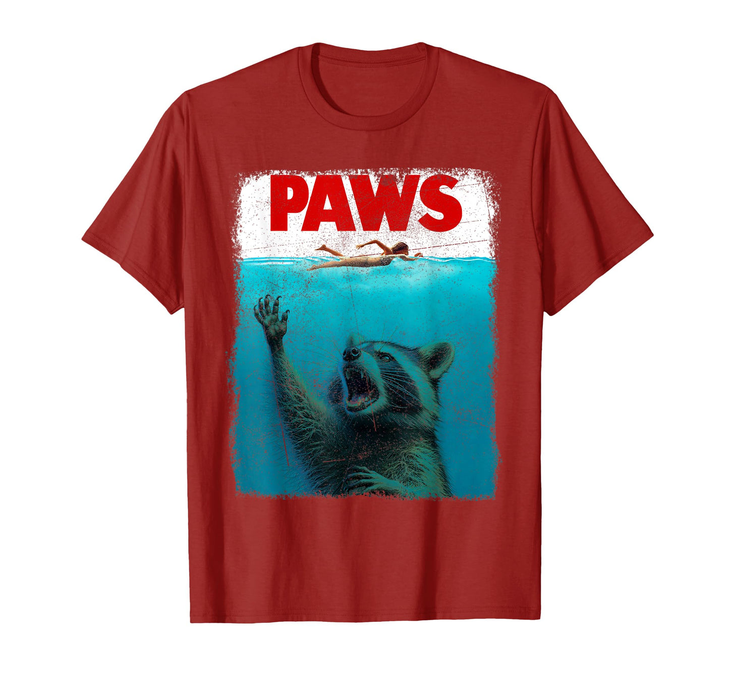 Raccoon Paws Funny Swimming Shark Vintage Retro Humor T-Shirt